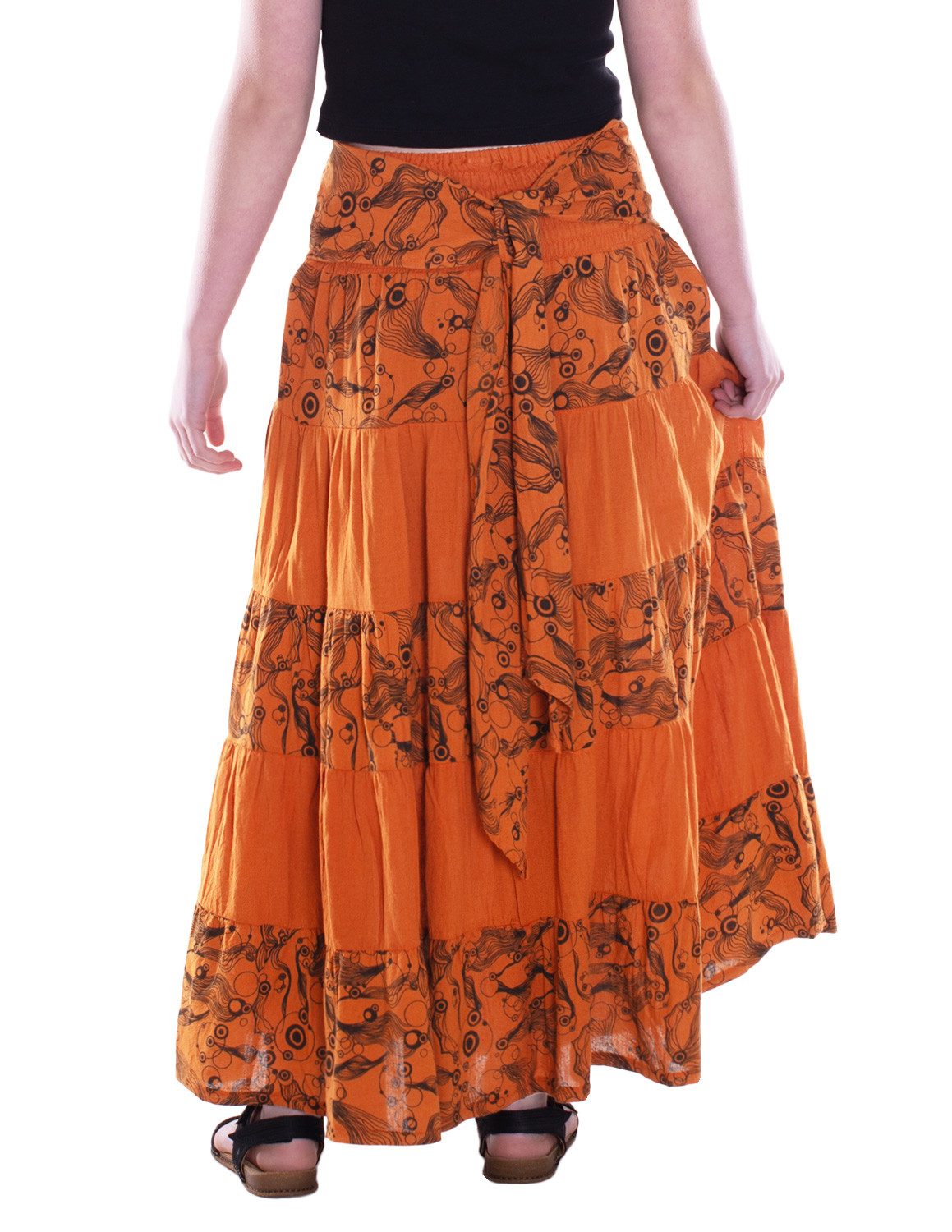 Vishes Maxirock Damen Rock Baumwolle Vintage Retro extra breiter Bund mit Kordel-Zug Alternative Bekleidung, Ethno, Hippie, Retro Style