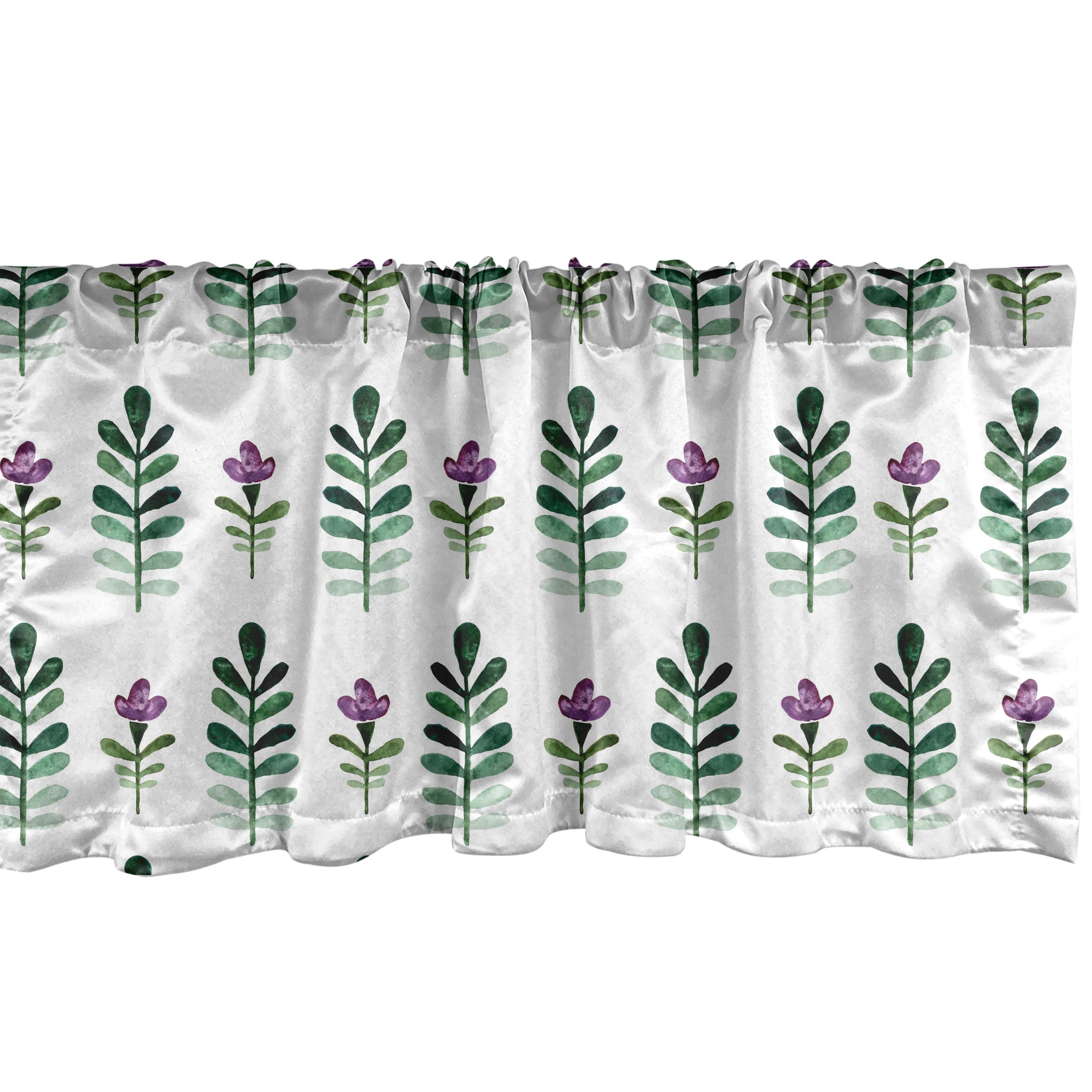 Scheibengardine Vorhang Volant für Küche Schlafzimmer Dekor mit Stangentasche, Abakuhaus, Microfaser, Blume Violet Blossom Botanik