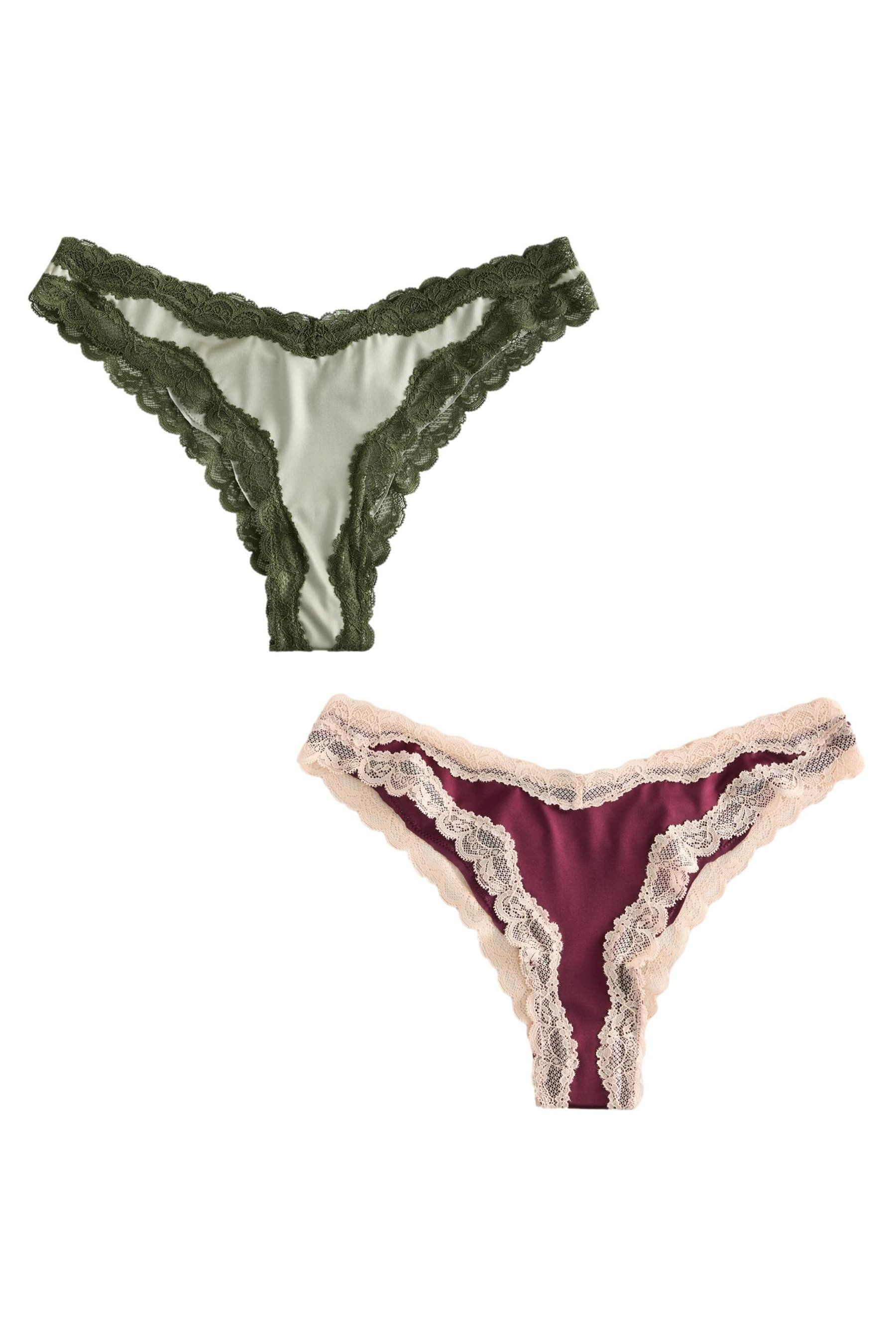 Next Brasilslip 2er-Pack Hochglanz-Slips mit Spitze, Brazilian (2-St)