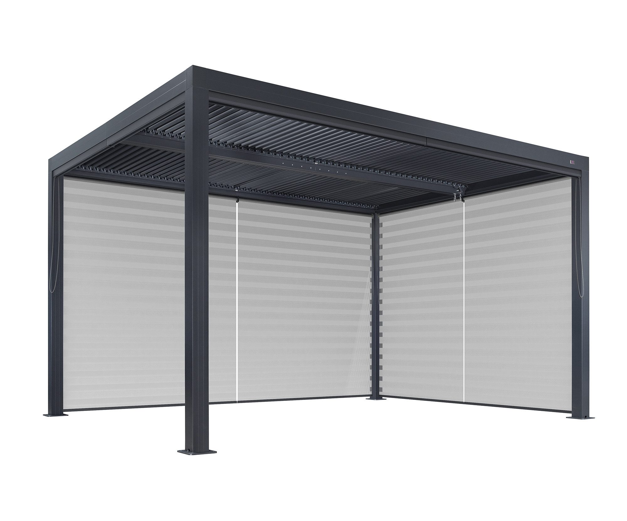 PURPLE LEAF Pergola Terrassenüberdachung mit Sonnenrollo, Gartenpavillon mit Lamellendach, (Komplettset, 1 Pergola + 2 Seitenrollos (Längs- & Schmalseite), Lamellendach verstellbar; inkl. Seitenrollo