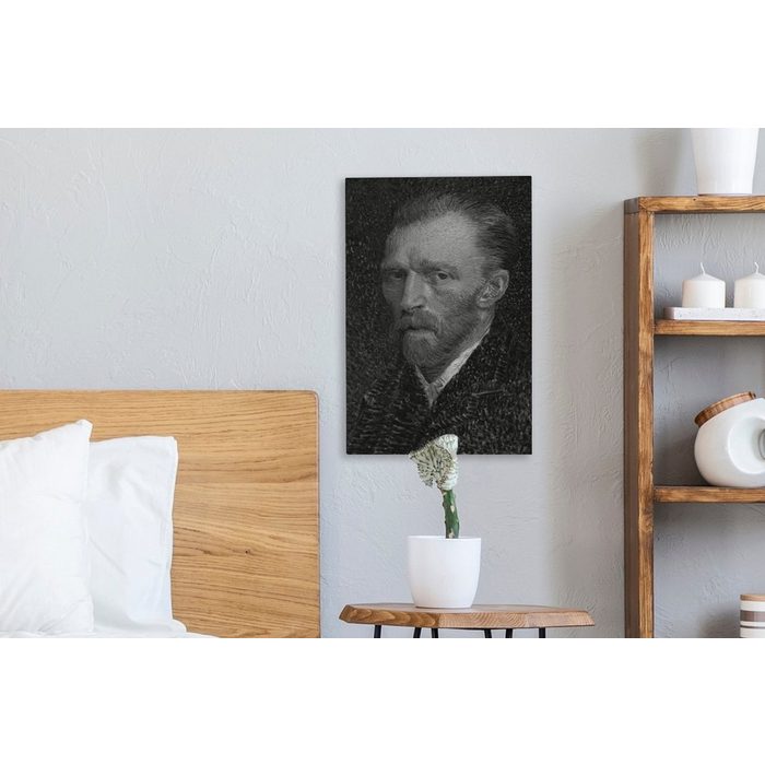 OneMillionCanvasses® Leinwandbild Selbstporträt von Vincent van Gogh - Schwarz und weiß (1 St) Leinwandbild fertig bespannt inkl. Zackenaufhänger Gemälde SY12468