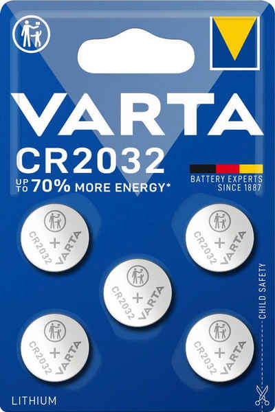 VARTA Professional Lithium Knopfzelle CR2032 Knopfzelle, CR2032 (3 V, 5 St), 5er Pack Knopfzellen in Original Blisterverpackung