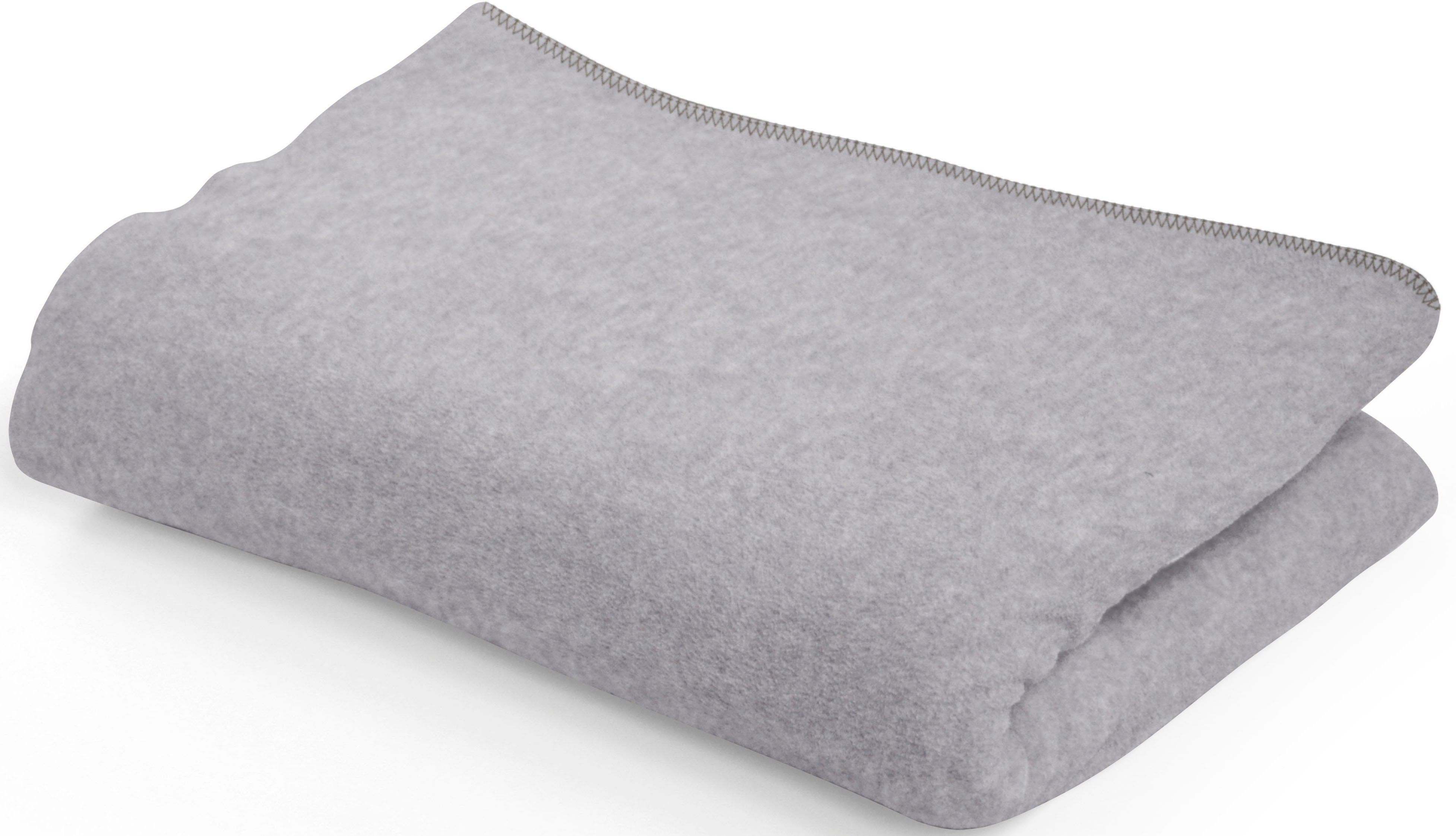 Melange-Optik, in mit Ziernaht Kuscheldecke, Wohndecke grau Kuscheldecke SETEX,