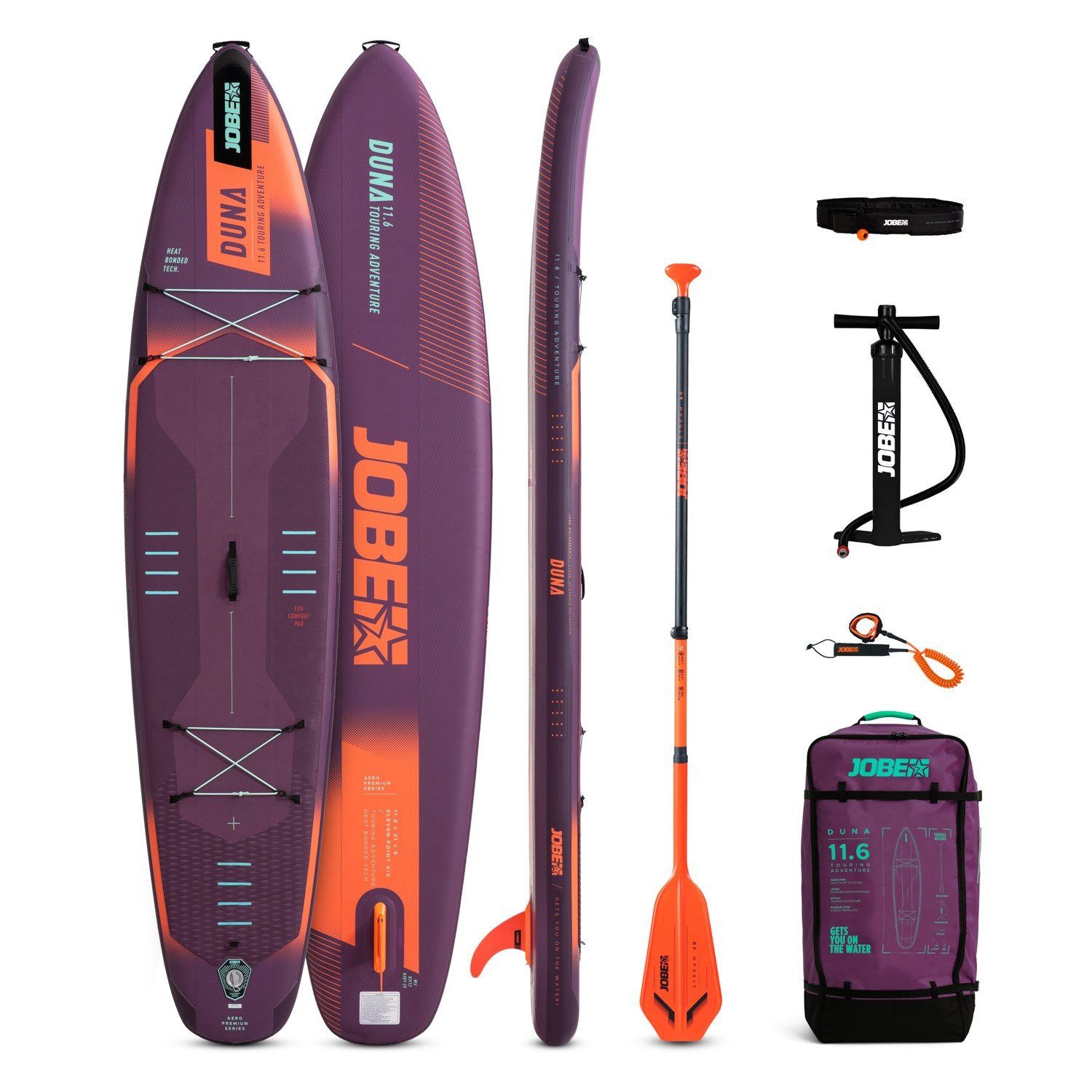 SUP-Board Jobe Aero Duna SUP Board 11.6 Paket Purple Stand up Paddle aufblasbar
