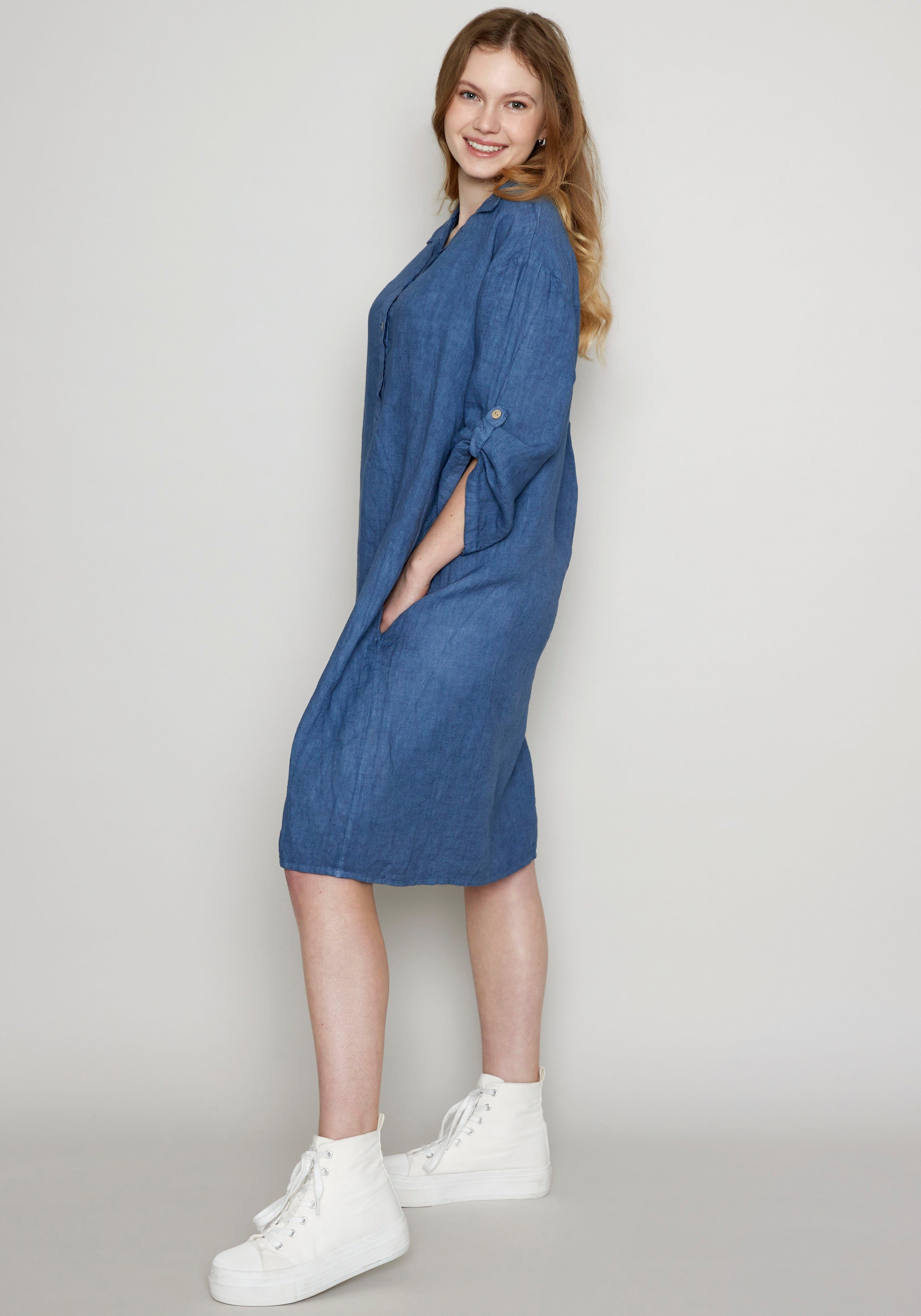 Leinen Ma44ja denim Sommerkleid (1-tlg) aus reinem ZABAIONE