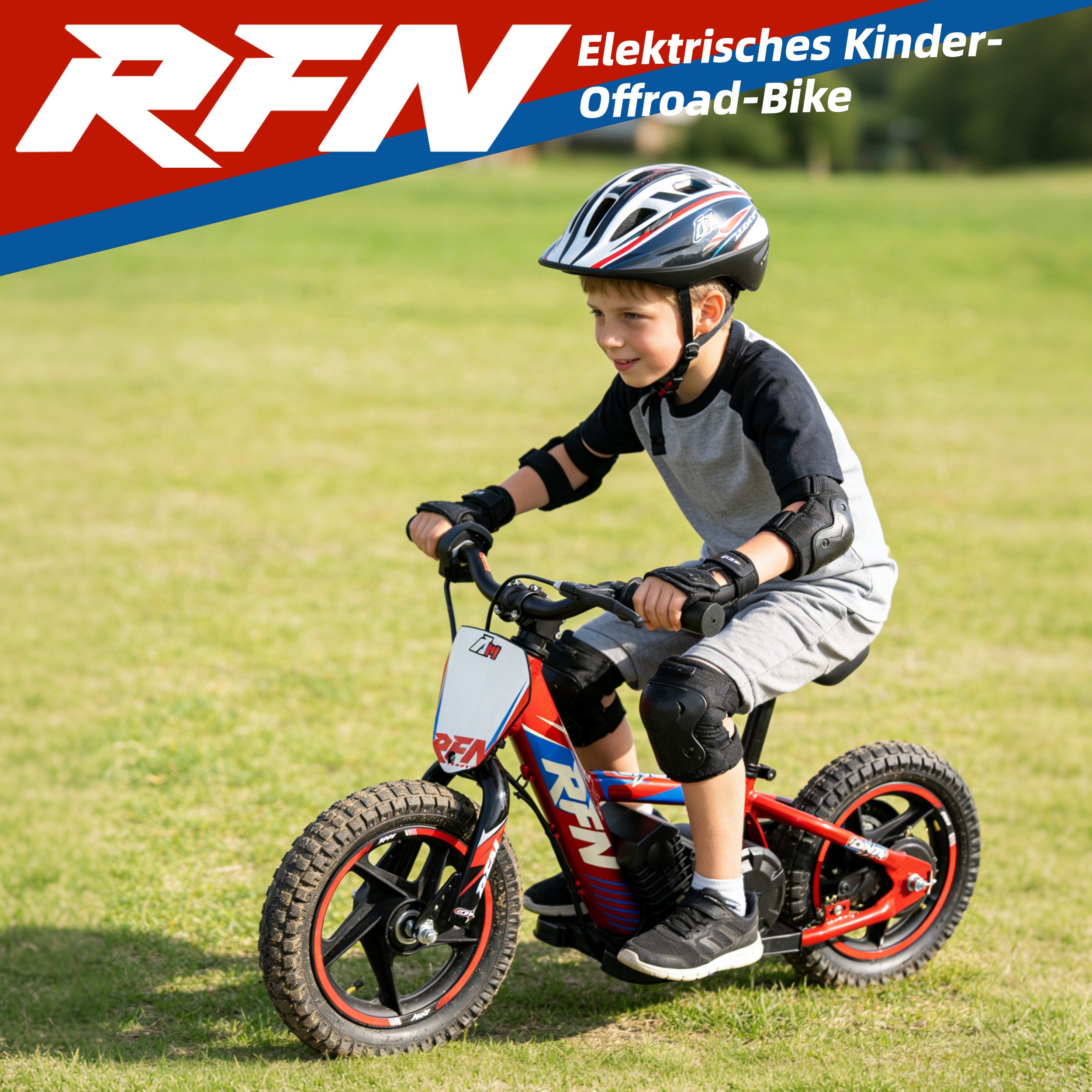 Vankel Elektro-Kindermotorrad DNA 12 100W 12 Zoll Electric Laufrad für Kinder 3-6 Jahre, Belastbarkeit 50 kg, 2 Fahrstufen, Bis 13 km/h, Offroad-Reifen