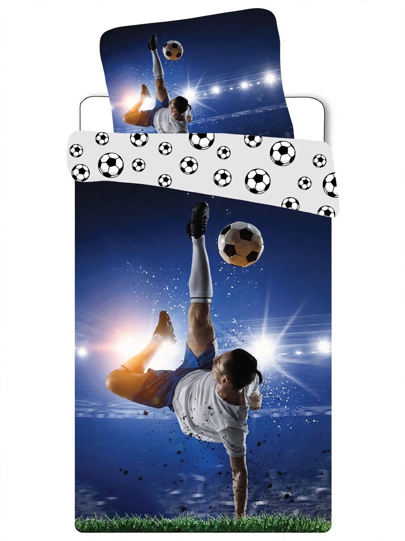 BrandMac Kinderbettwäsche Bettwäsche Set Fußball Spieler 135x200 cm + 80x80 cm 100 % Baumwolle, 2 teilig, Langlebig