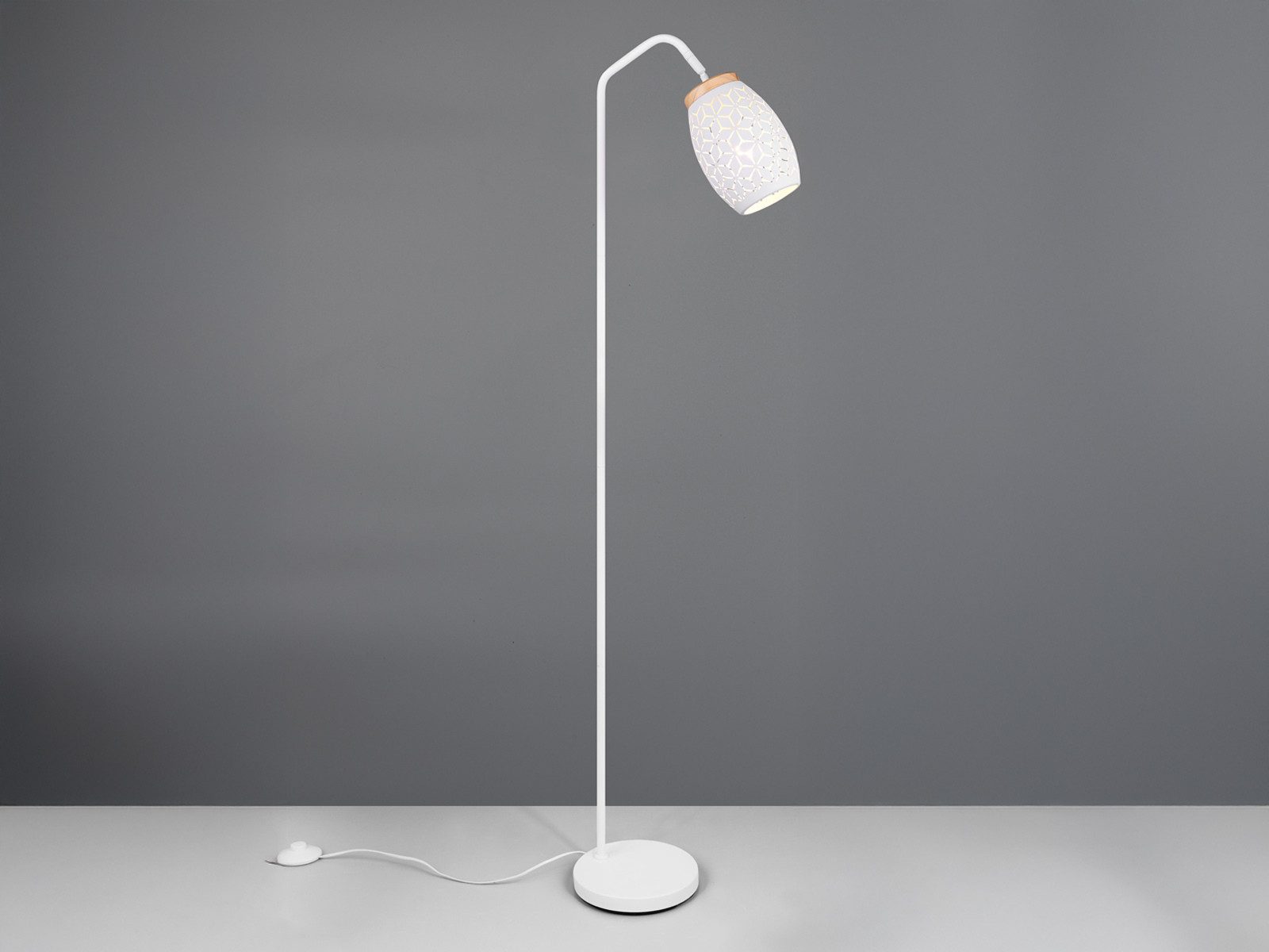 Reality Leuchten LED Stehlampe, Dimmfunktion, LED wechselbar, warmweiß, Skandinavisch-e Stand-lampe für Ecke Lampenschirm stehend, H: 147cm