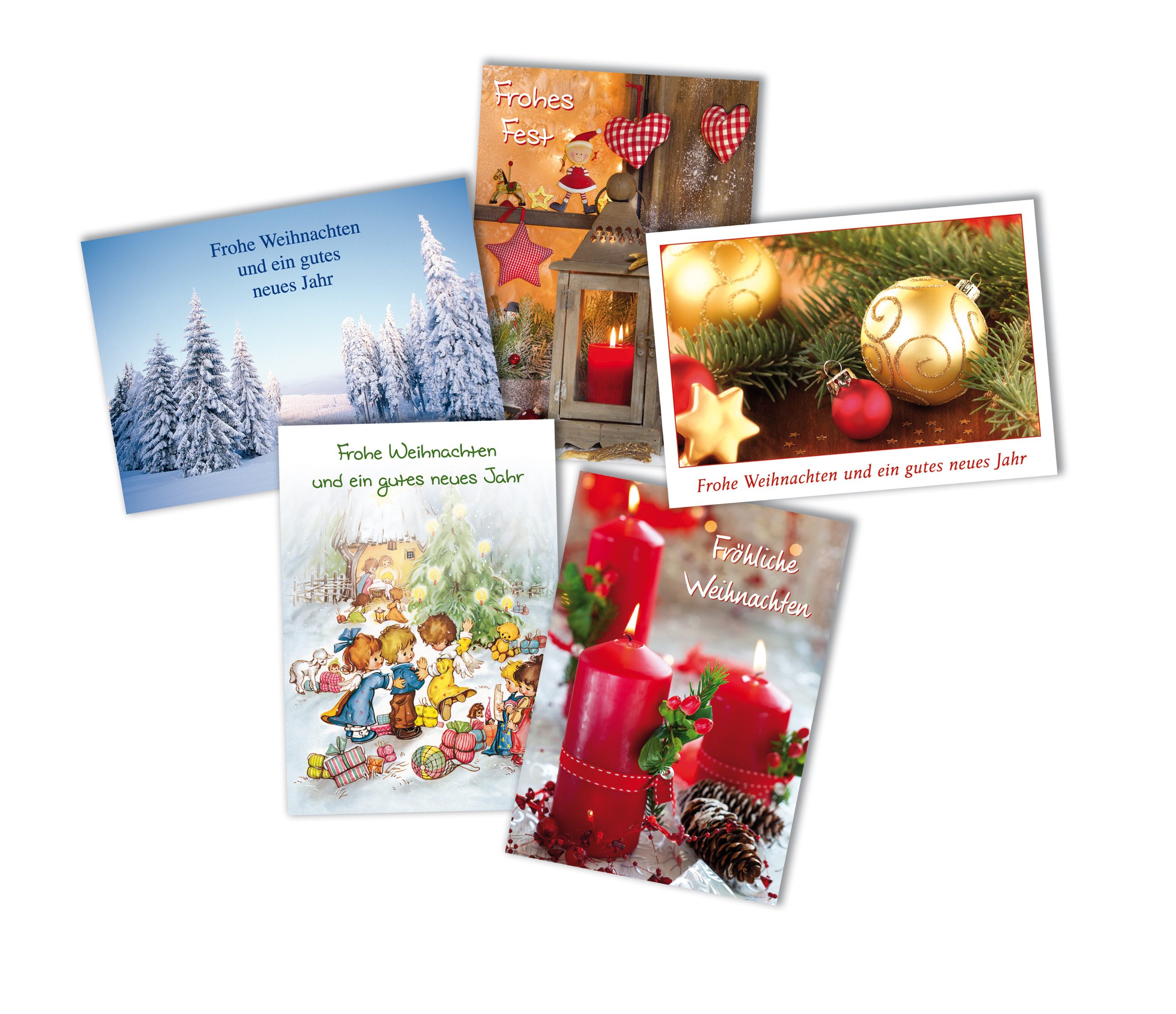 Grußkarten Weihnachten - Mehrfachpackung 5er – Postkarten - 5 Karten – 5