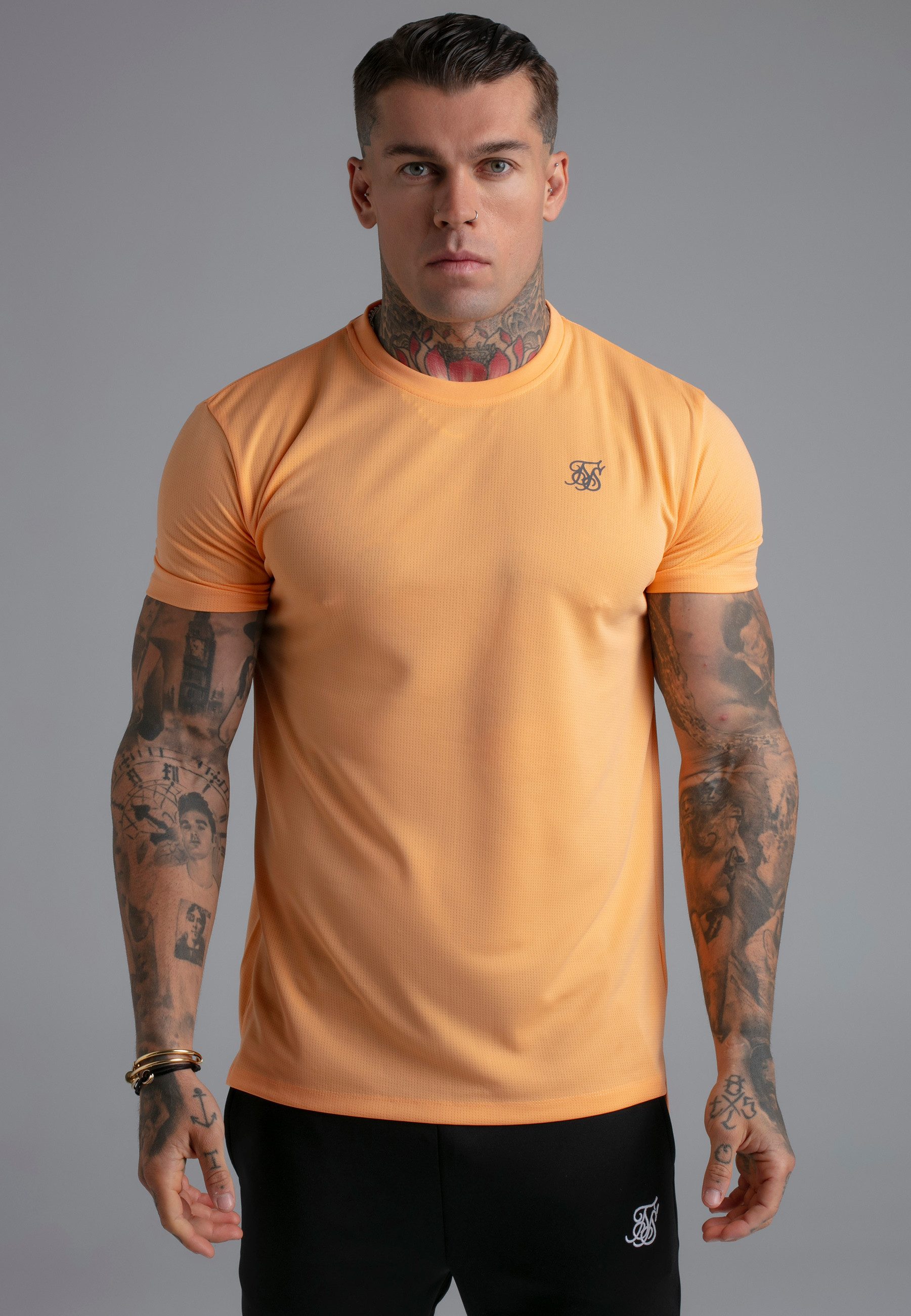 T-Shirt SikSilk Herren Orange Muscle Fit T-Shirt