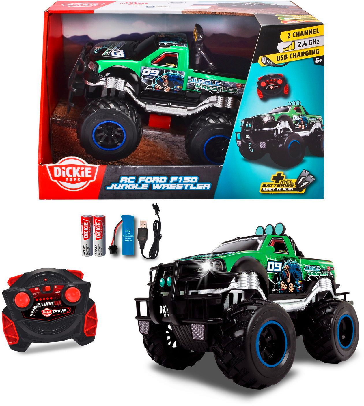 Dickie Toys Spielzeug-Auto Dickie ferngesteuertes Auto Go Crazy RC Jungle Wrestler Ford F150 2011
