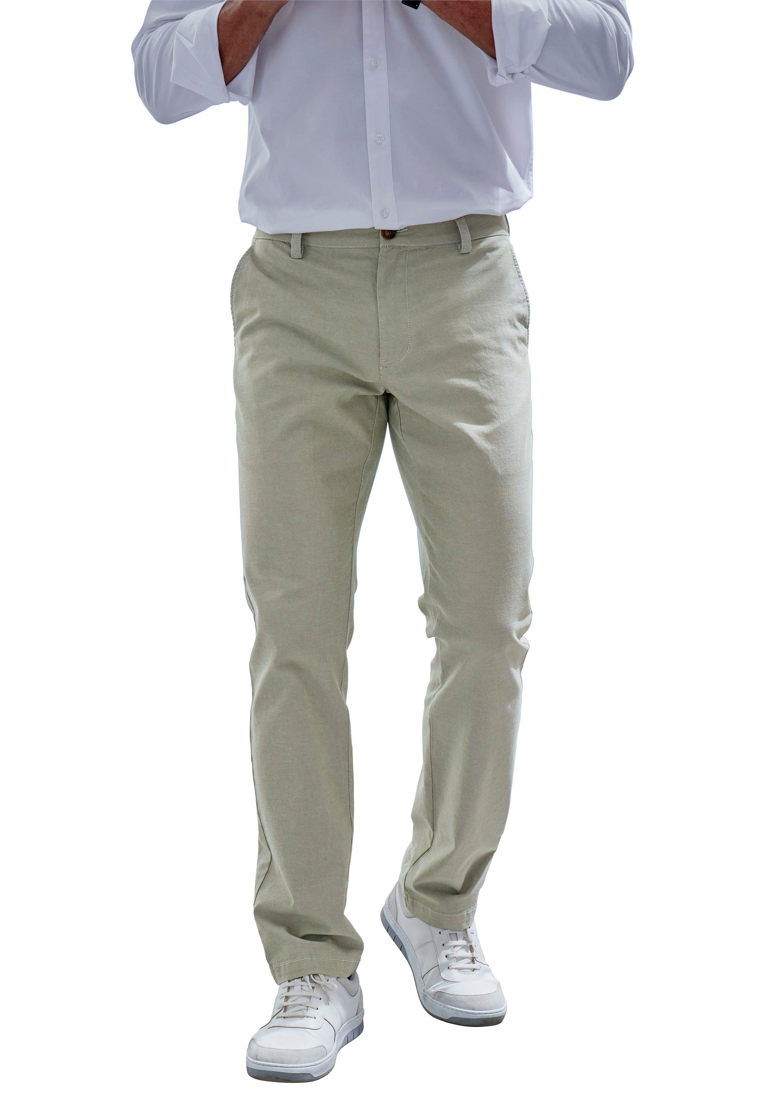 John Devin Chinohose regular-fit, lange Oxford Hose aus elastischer Baumwoll-Qualität