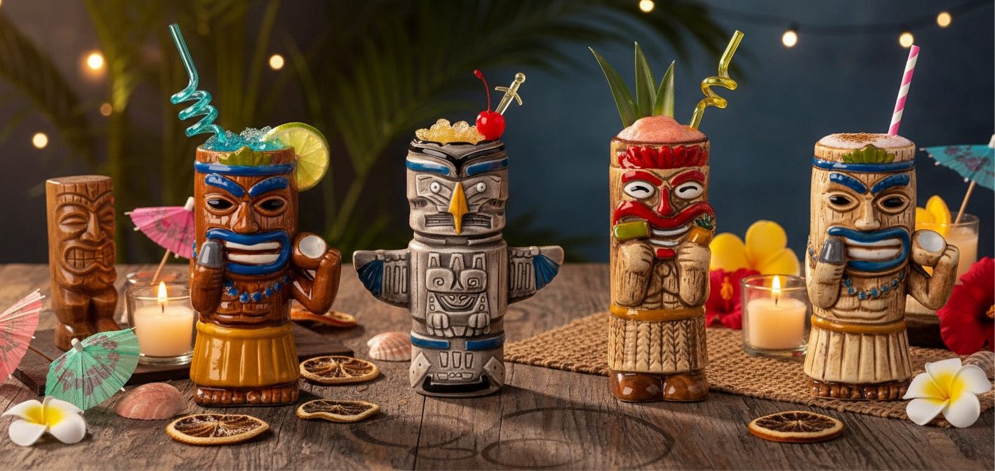 MF Cocktailglas Tiki Cocktailbecher Keramik Set 4er Sortiert, 1-tlg. – Bild 3 von 4