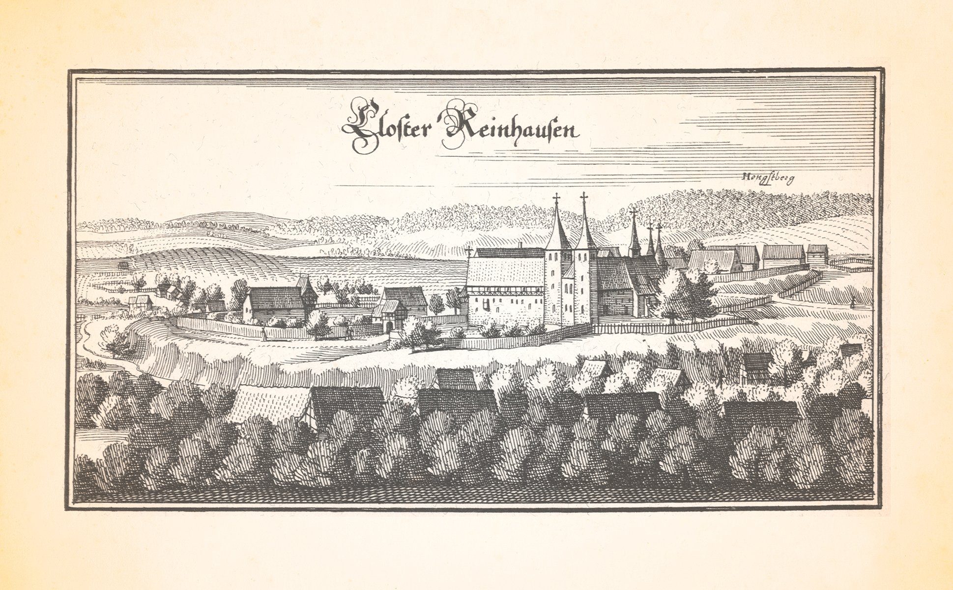 Kunstdruck Kloster Reinhausen Benediktinerkloster Kanonikerstift Spornburg Merian