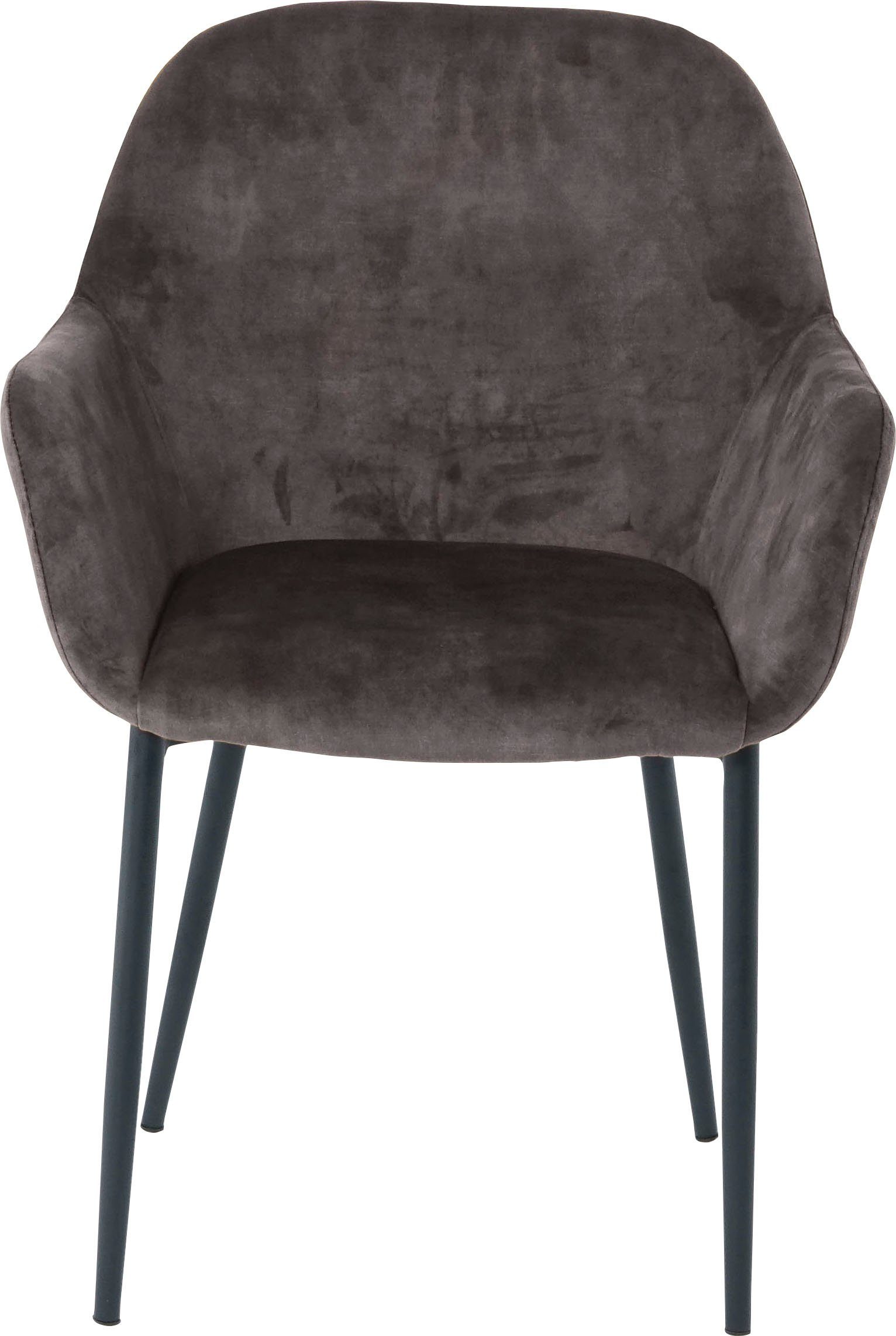 SIT Armlehnstuhl (Set, 2 St), Dunkelgrau Dunkelgrau/schwarz glamouröser Bezug | Samtoptik in