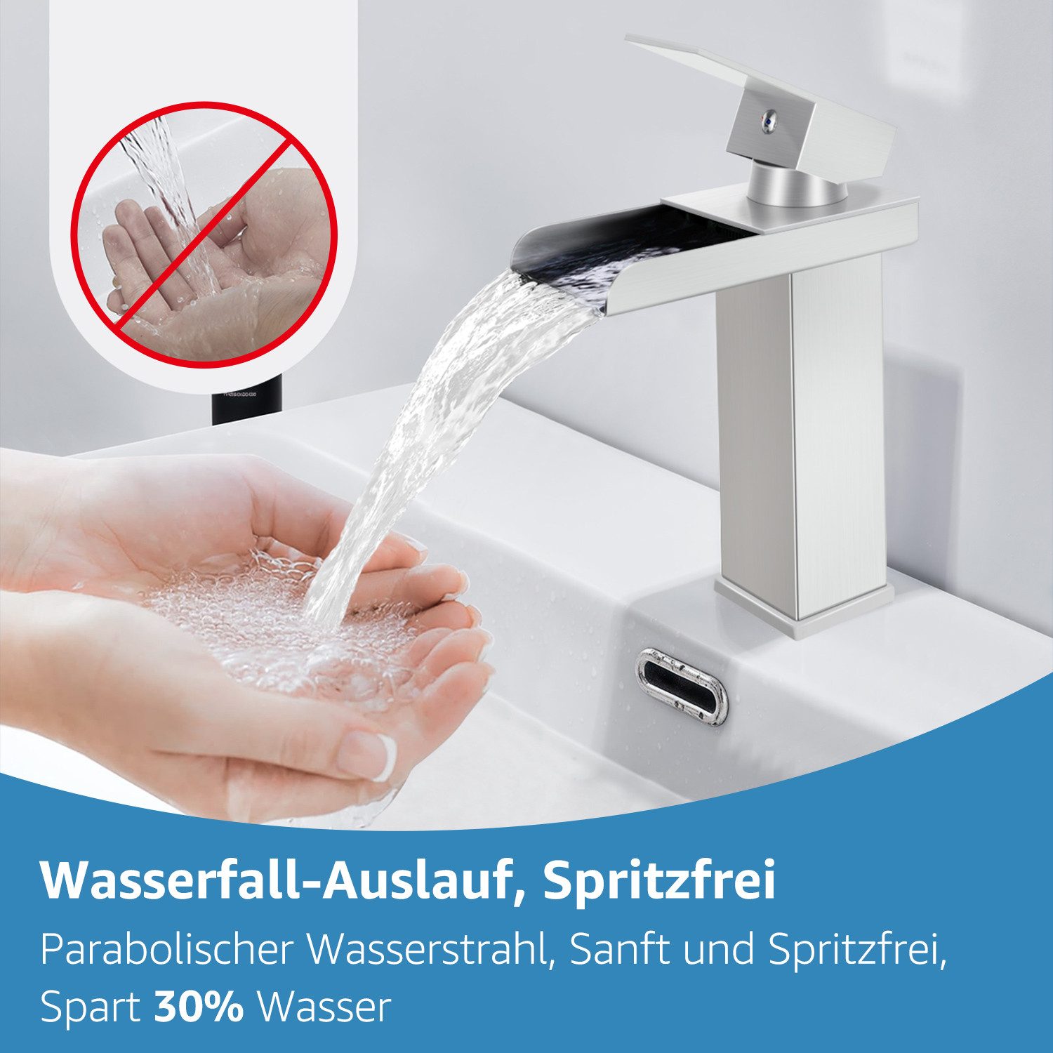 Eumaty Badarmatur Wasserhahn Bad Wasserfall Wasserhahn,Waschtischarmatur günstig online kaufen