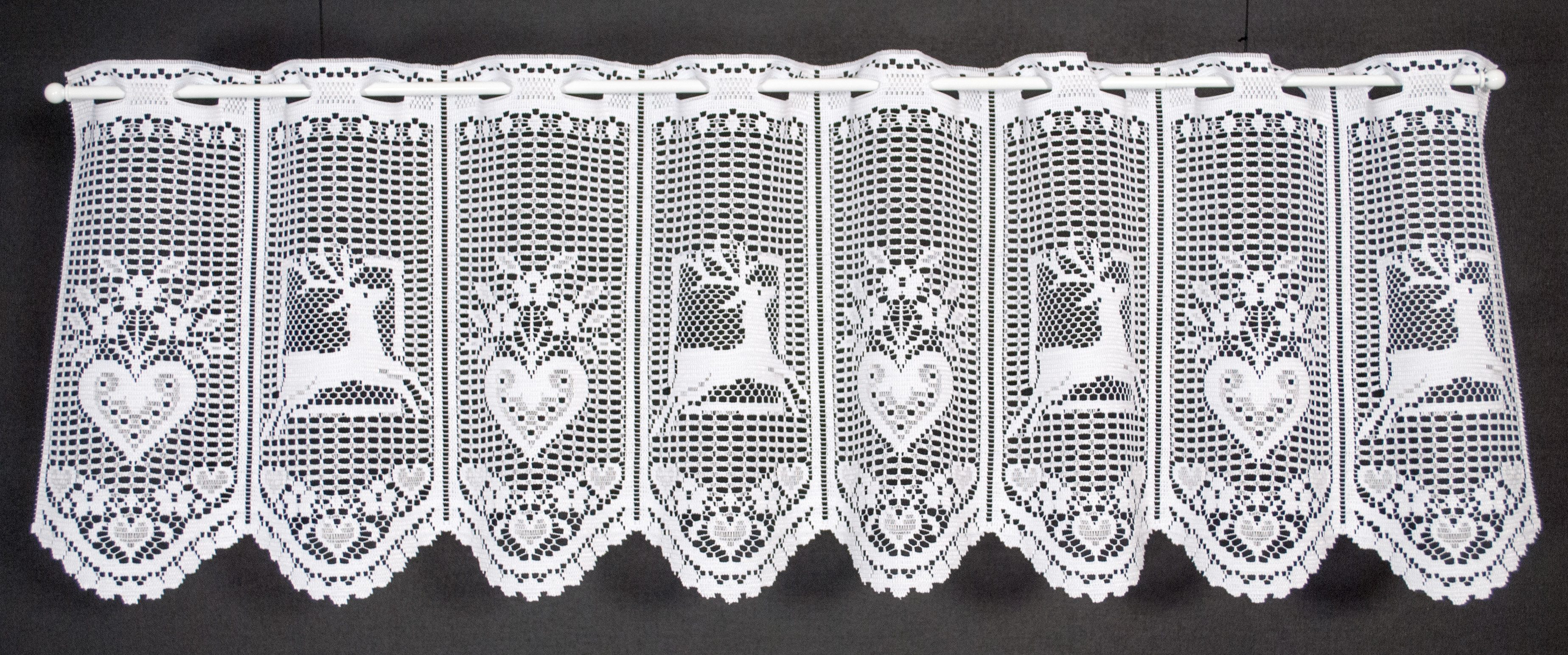 Gardinen Kranzusch Scheibengardine mit Hirsch und Herz, Stangendurchzug, tr günstig online kaufen