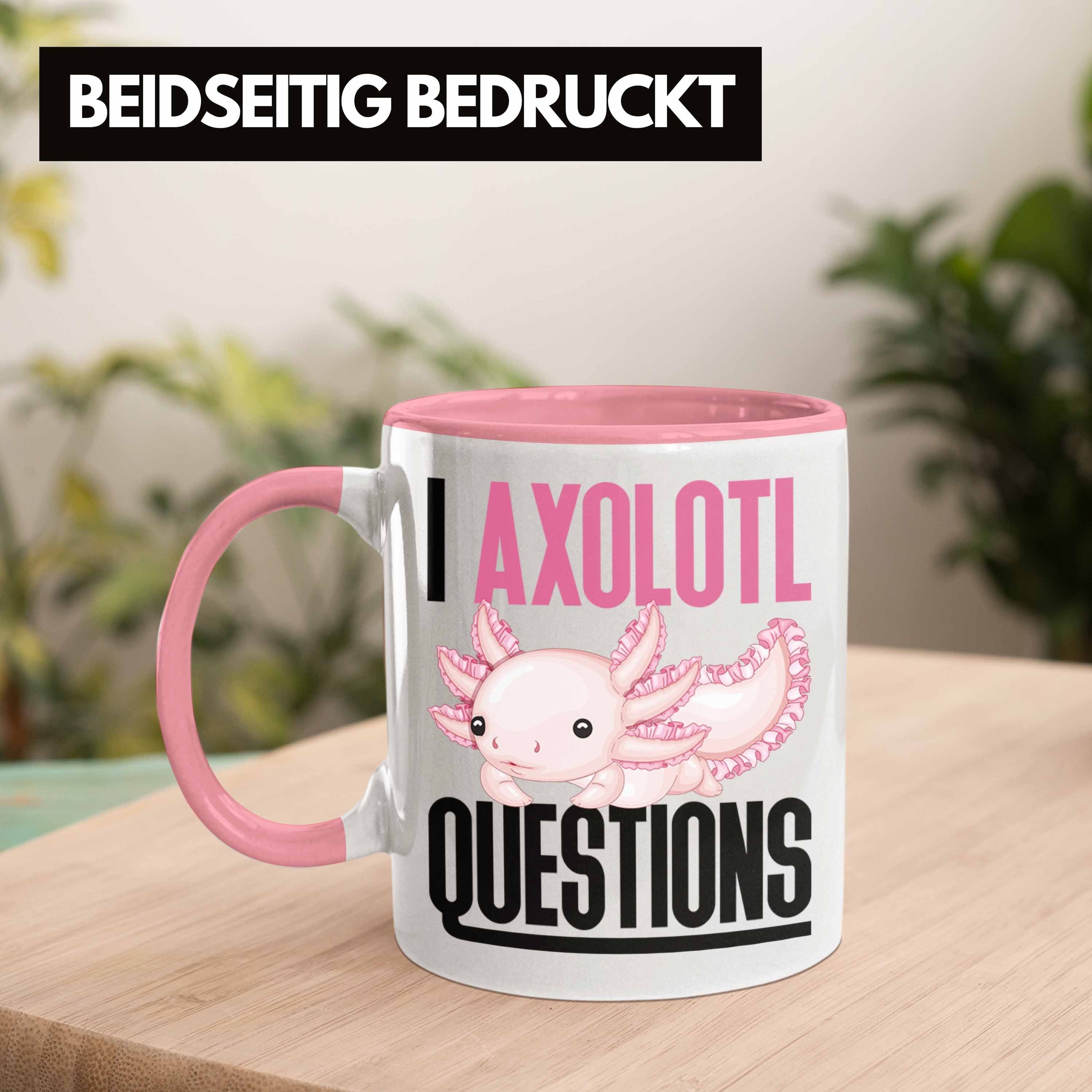 Trendation Tasse Geschenk Tasse Schwanzlurch Axolotl Rosa Geschenk I Axolotl Gamer Questions