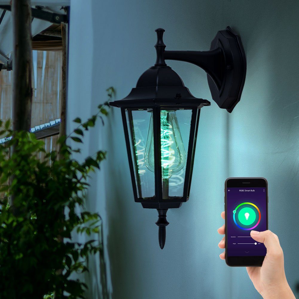 inklusive, Laterne Leuchtmittel Farbwechsel, Außen etc-shop LED Google Strahler Kaltweiß, Home Alexa Smart Wand Neutralweiß, Veranda Wandstrahler, Warmweiß, Tageslichtweiß,