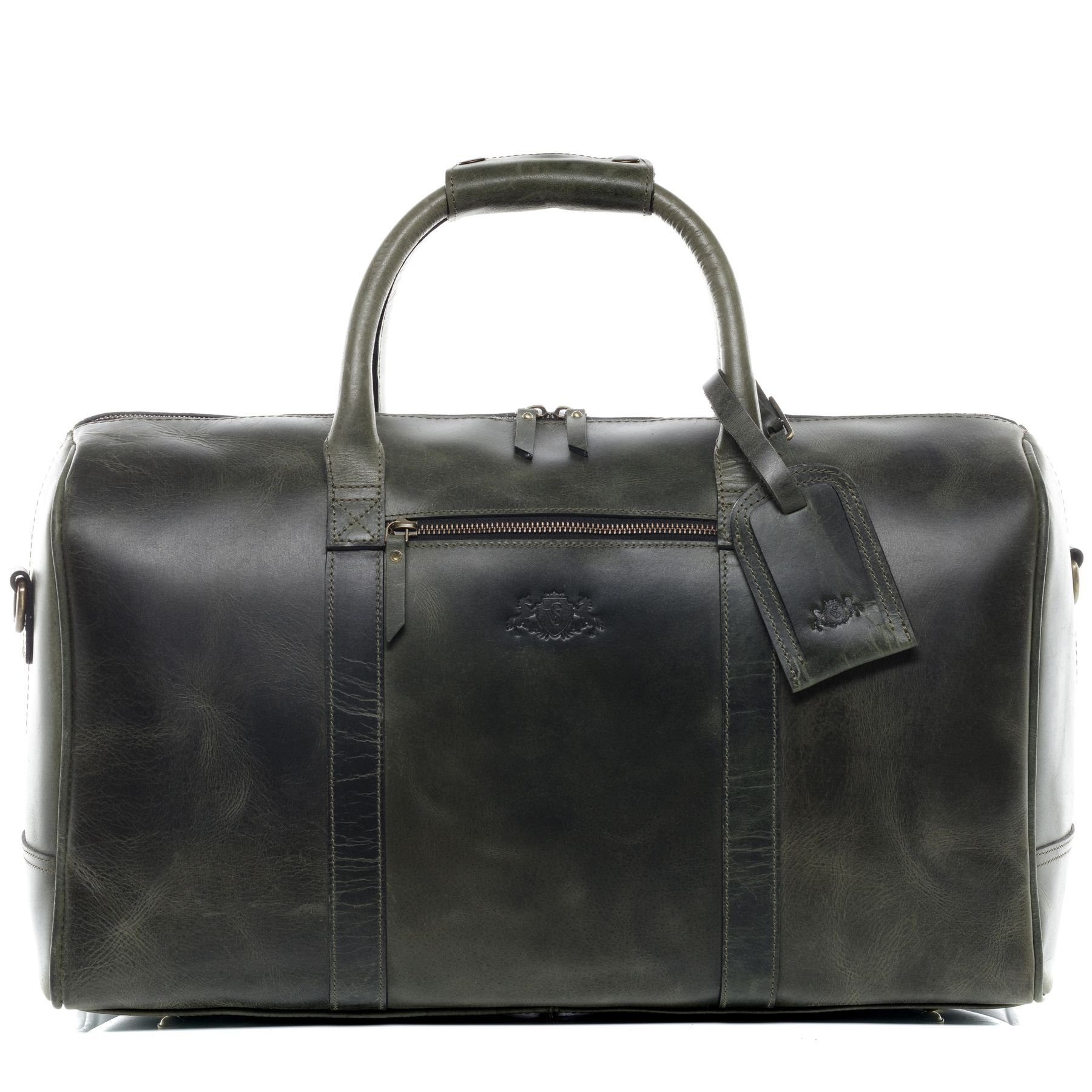 SID & VAIN Reisetasche echt Leder Weekender groß green-vintage, Echtleder Reisegepäck für Damen & Herren, Sporttasche XL grün