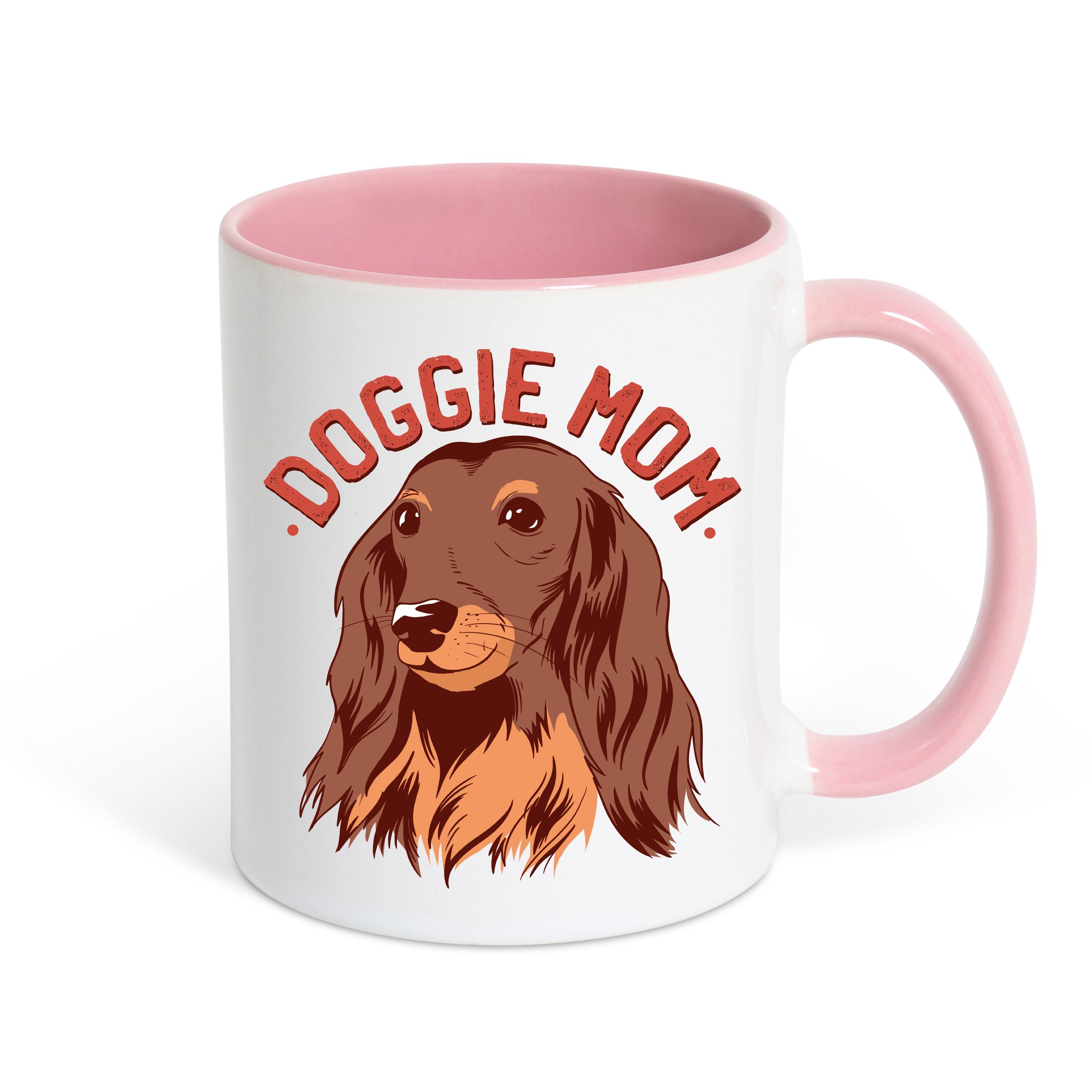 Youth Designz Tasse Doggie Mom Kaffeetasse Geschenk, Keramik Weiss/Rosa