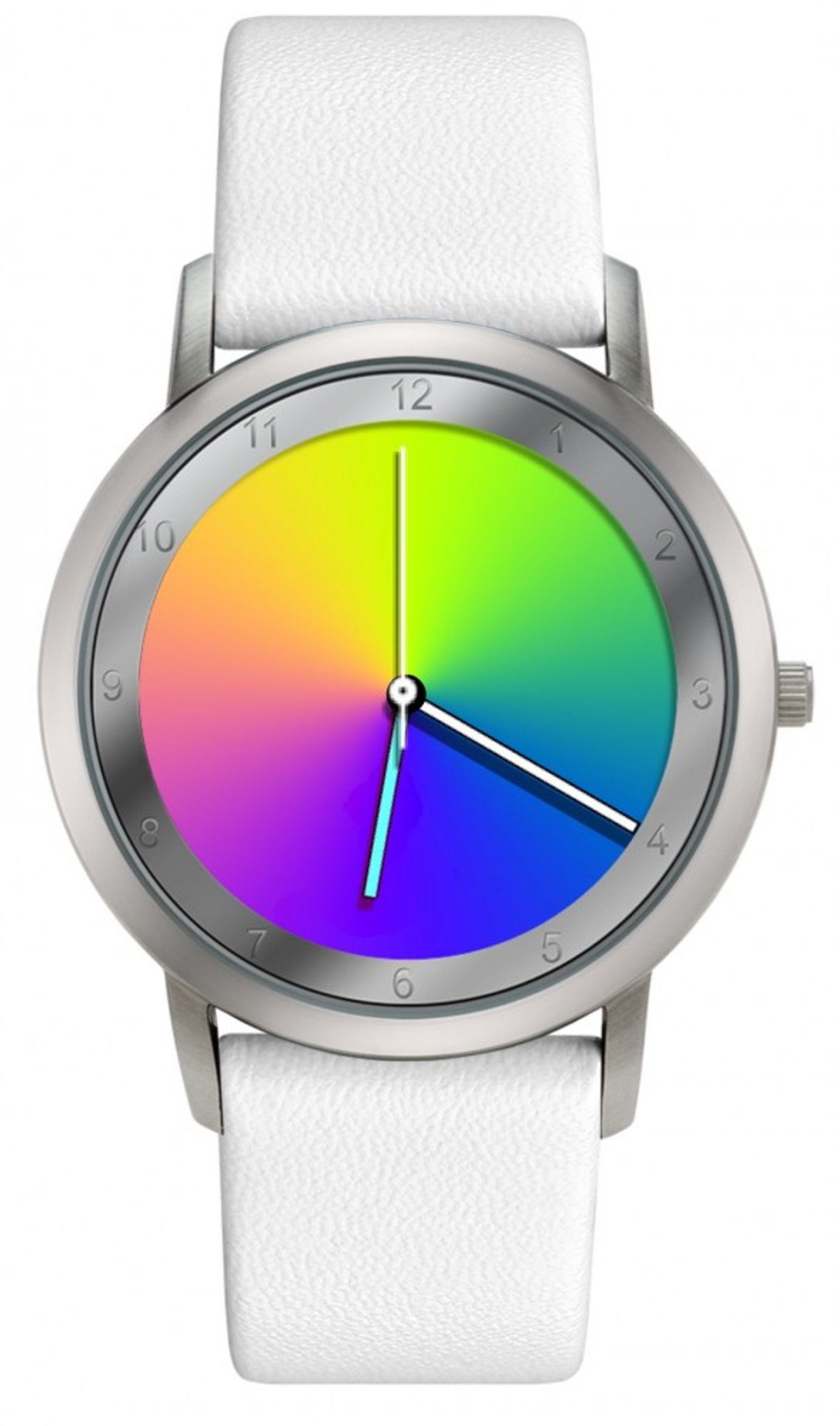 gamma weißes Rainbow Quarzuhr Avantgardia Watch Leder