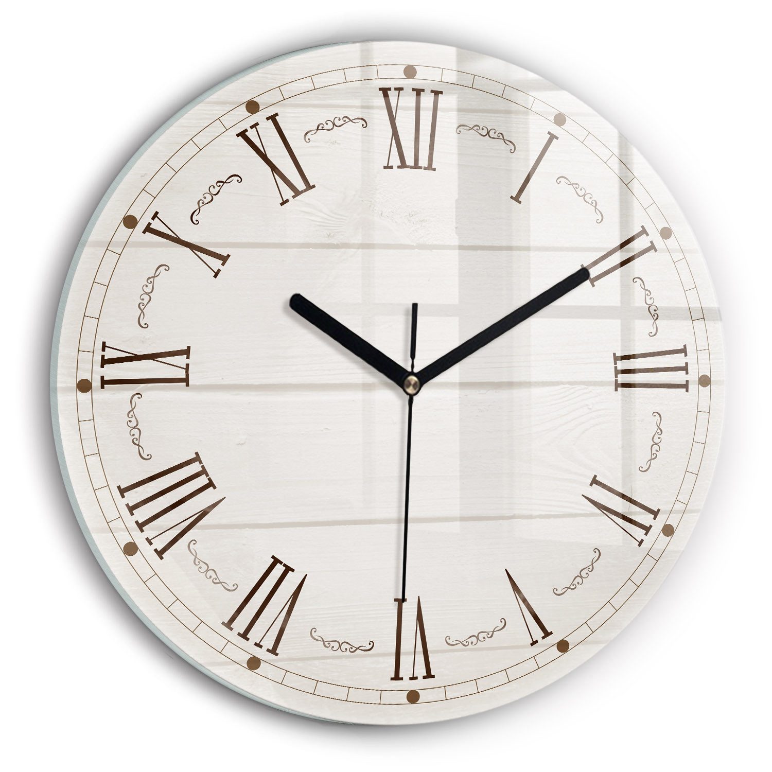 Tulup Wanduhr Glas Wanduhr Mit Motiv Römische Ziffern Wanduhr Aus Glas Glas Wanduhr