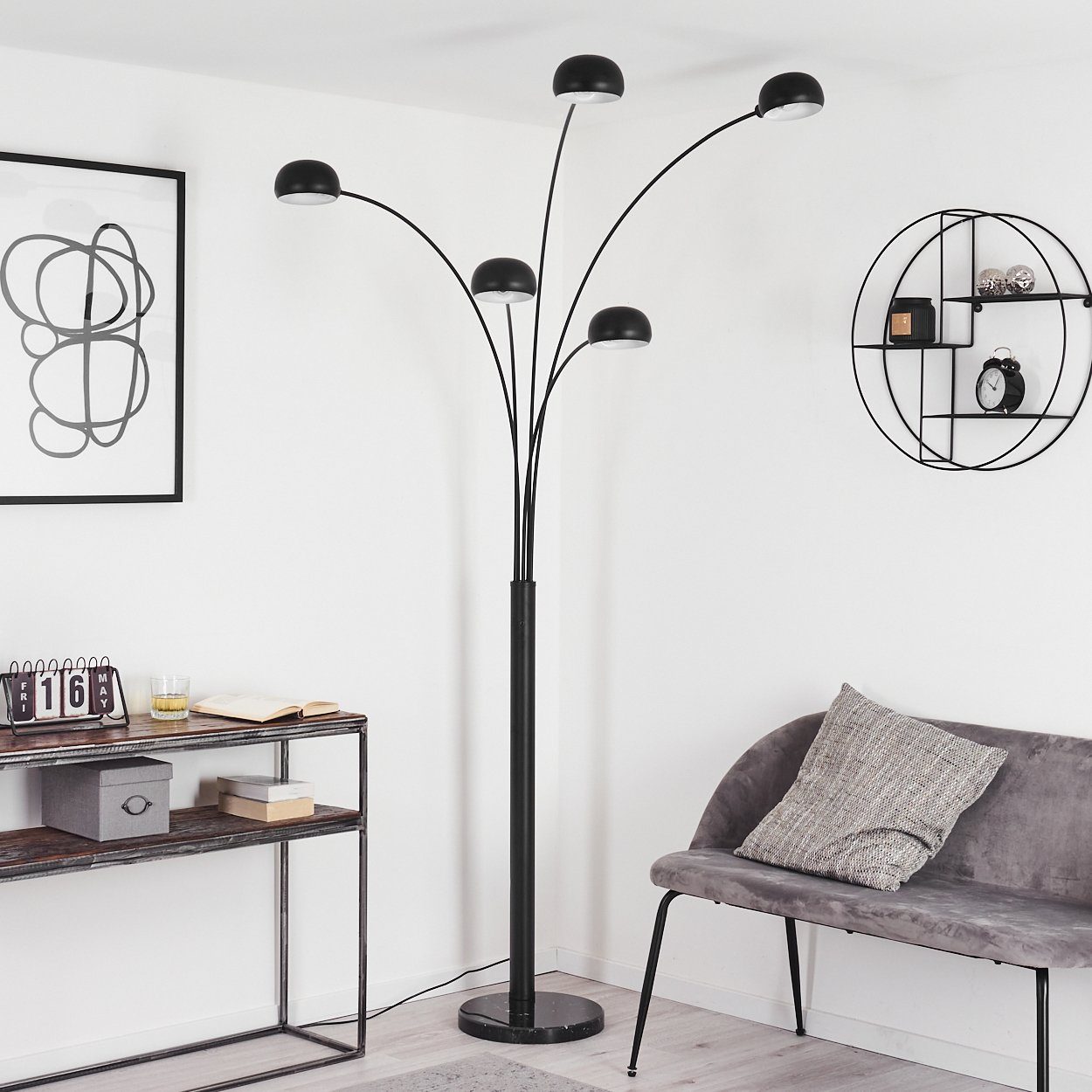 hofstein Stehlampe »Suio« Stehleuchte Bodenlampe aus Metall und Marmor in S günstig online kaufen