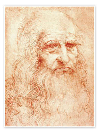 Posterlounge Poster Leonardo da Vinci, Selbstbildnis, Illustration