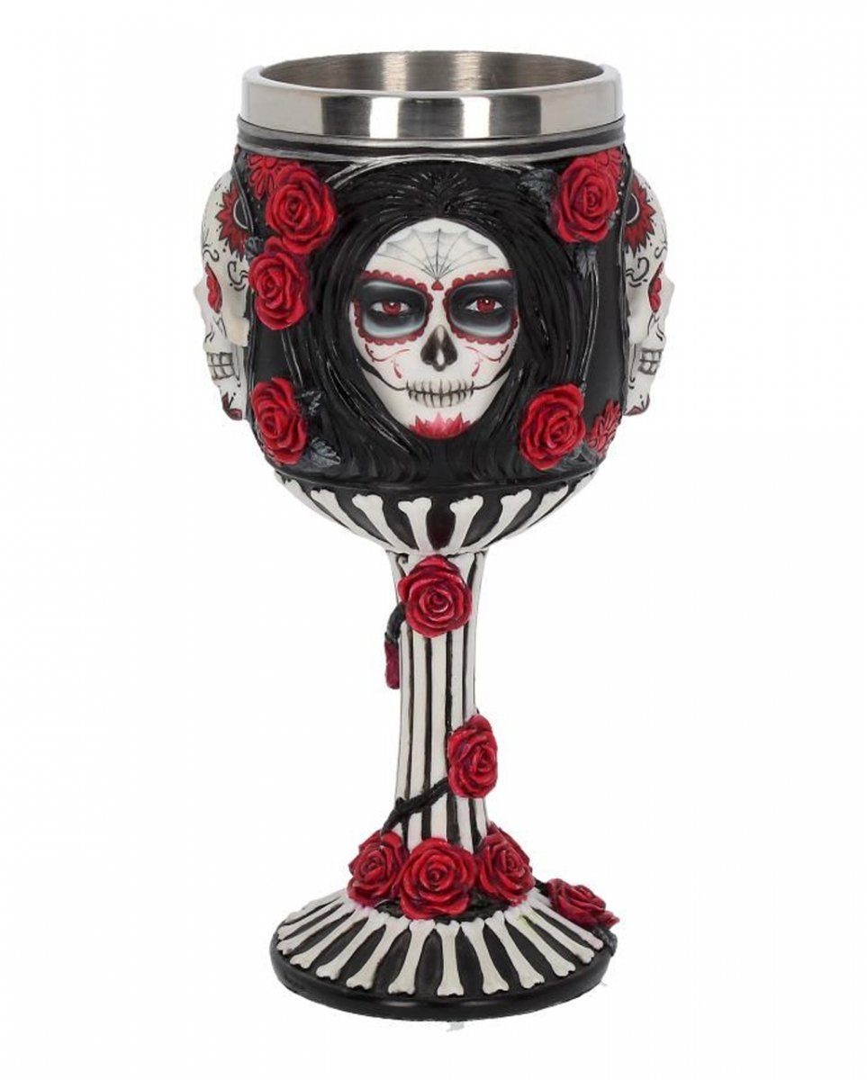 Dekofigur Mexican Gothic Sugar Skull Kelch für Halloween & T