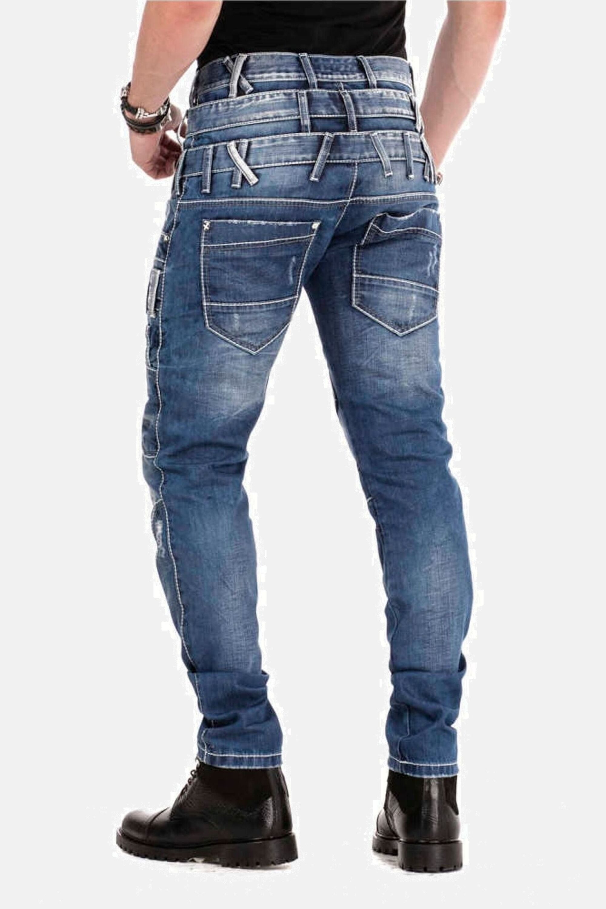 Cipo & Baxx Röhrenjeans Jeans mit Dreifachbund in Straight Fit, CD-466 – Bild 5 von 5