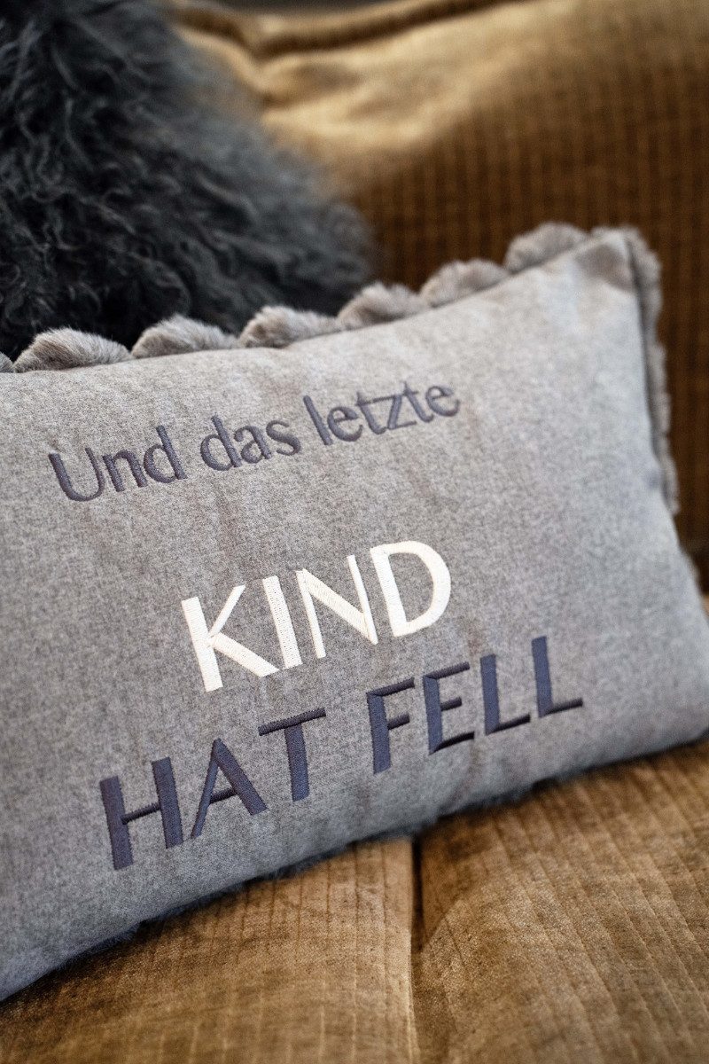 Steen Design Kissenhüllen Kissenhülle - DAS LETZTE KIND HAT FELL - grau