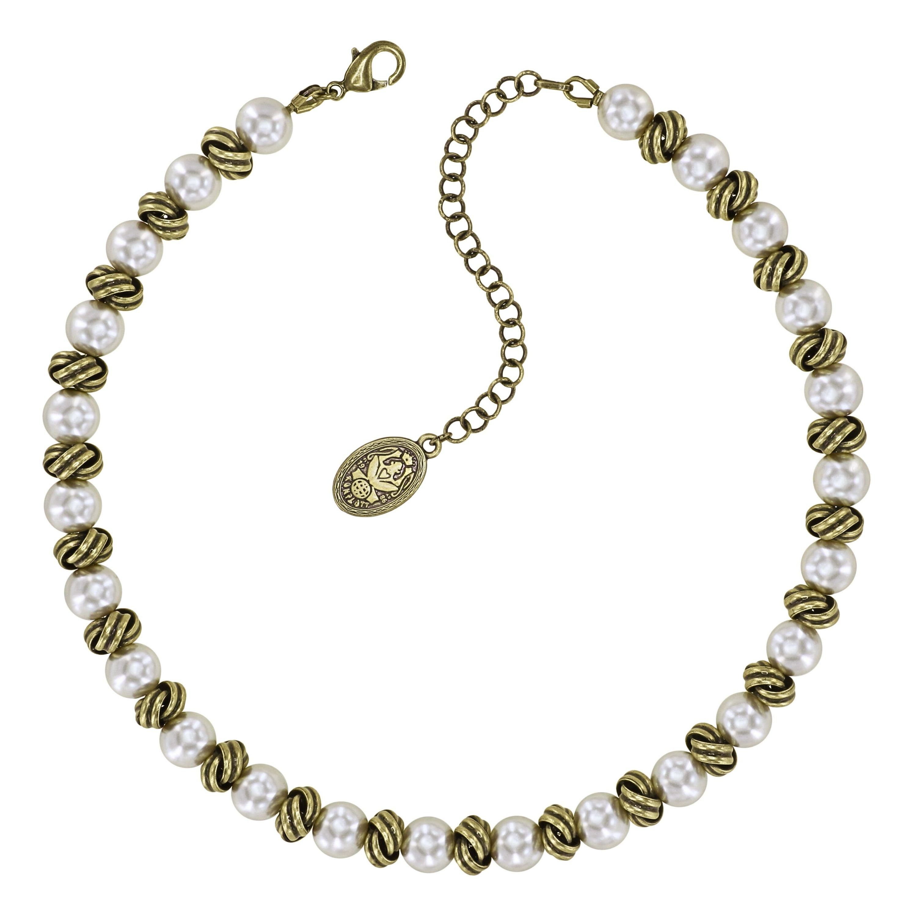 KONPLOTT Collier KONPLOTT Halskette Collier La Comtesse II weiß antik Messing