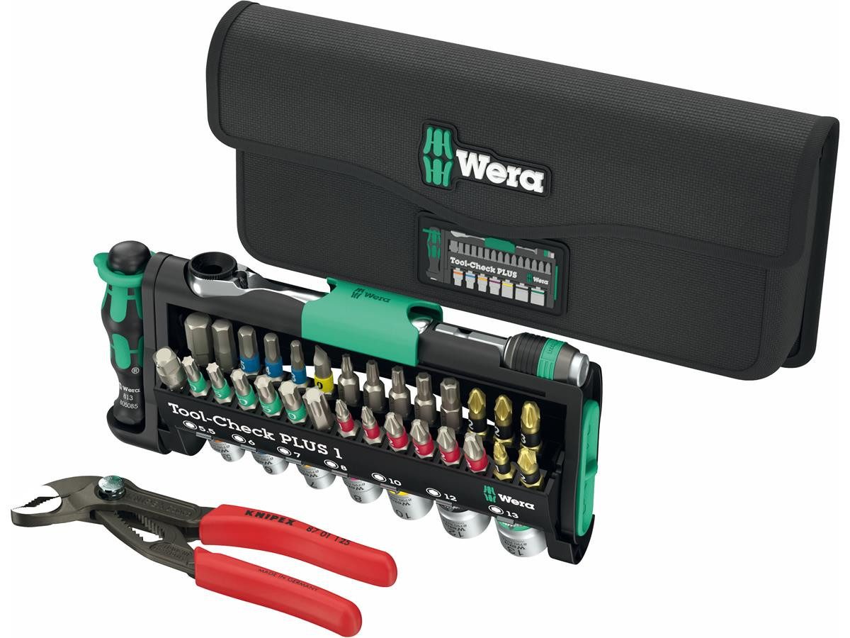 Wera Bit-Schraubendreher Tool-Check Combi 1, (Set, Kompatibel mit Wera 2go), 40-tlg. 1/4"-Bit-Ratsche, mit Take it easy Werkzeugfinder