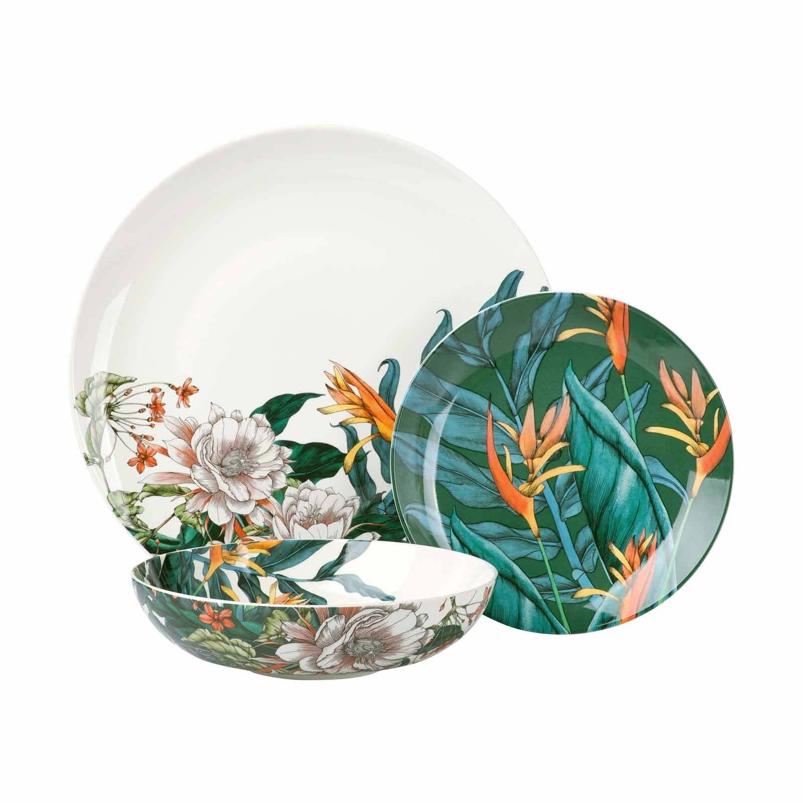 Maxwell & Williams Kombiservice TBP Night Garden Dinnerset Laub (12-tlg), Porzellan