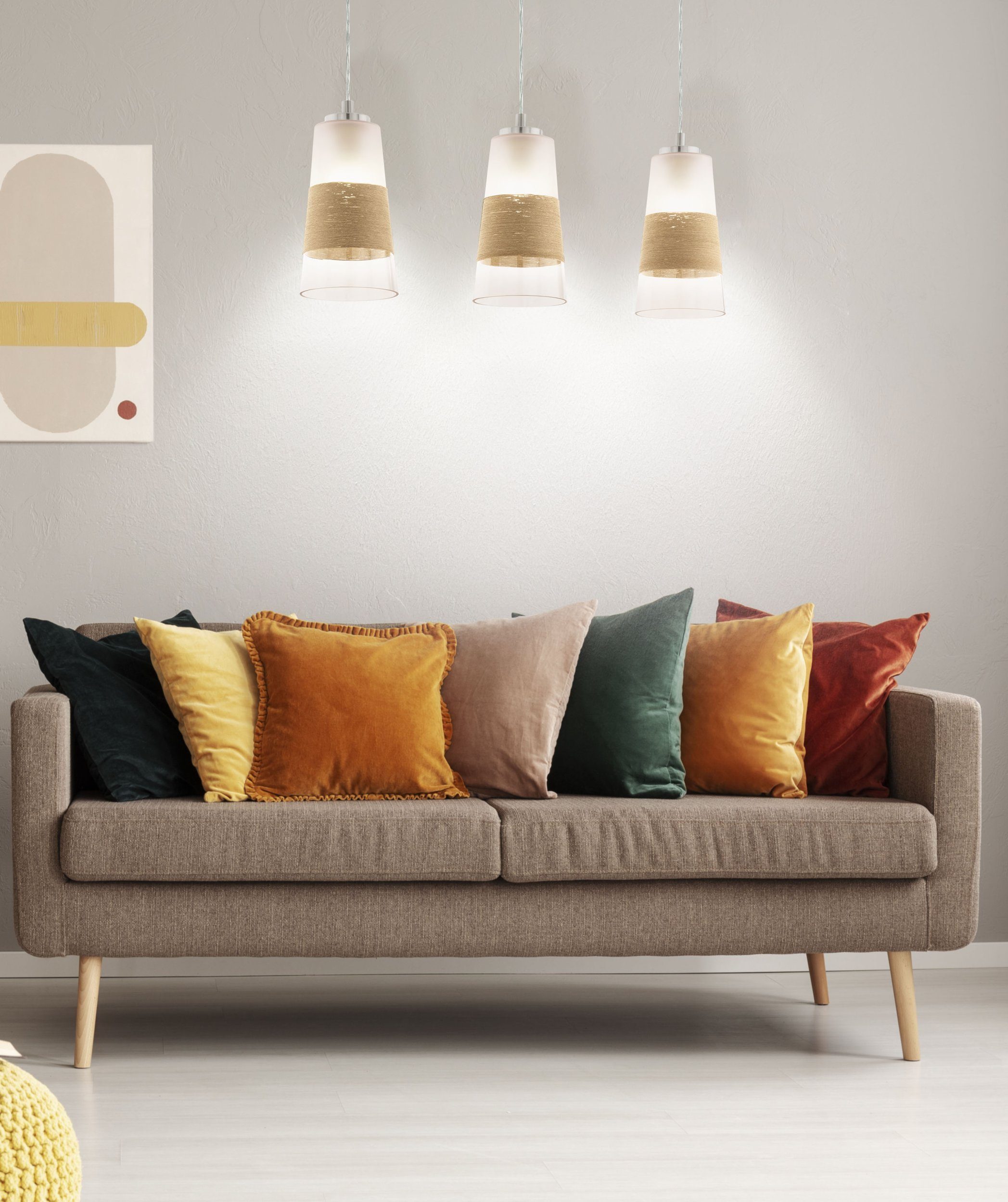 EGLO LED-Hängeleuchte Burnham, Leuchtmittel exklusive, Hängelampe, Hängeleuchte, Natur, Esstischlampe, Wohnzimmerlampe, E27
