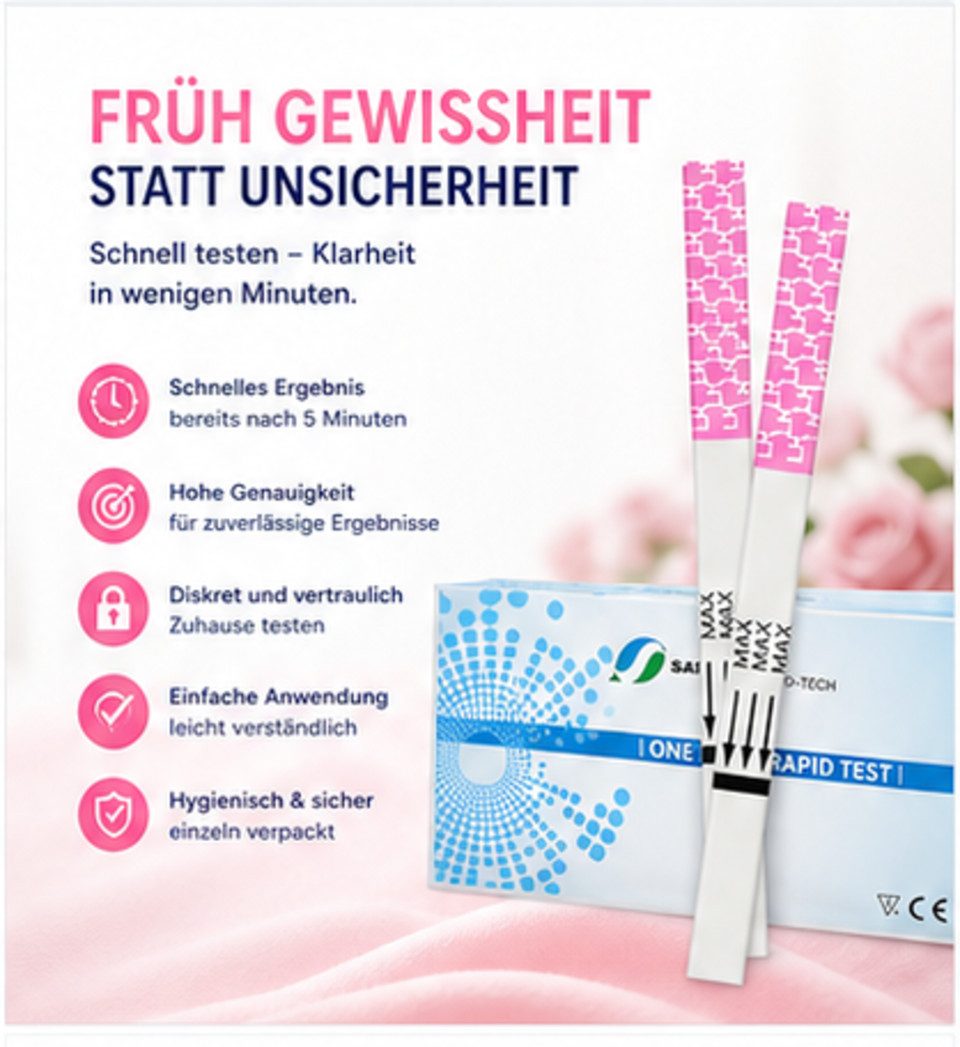 Safecare Bio-Tech Ovulationstest X 50 - Fruchtbarkeitstest Für Frauen, 25mlu/ml, Streifen, 50-tlg., 50 Stück, Hohe Genauigkeit bei richtiger Anwendung.