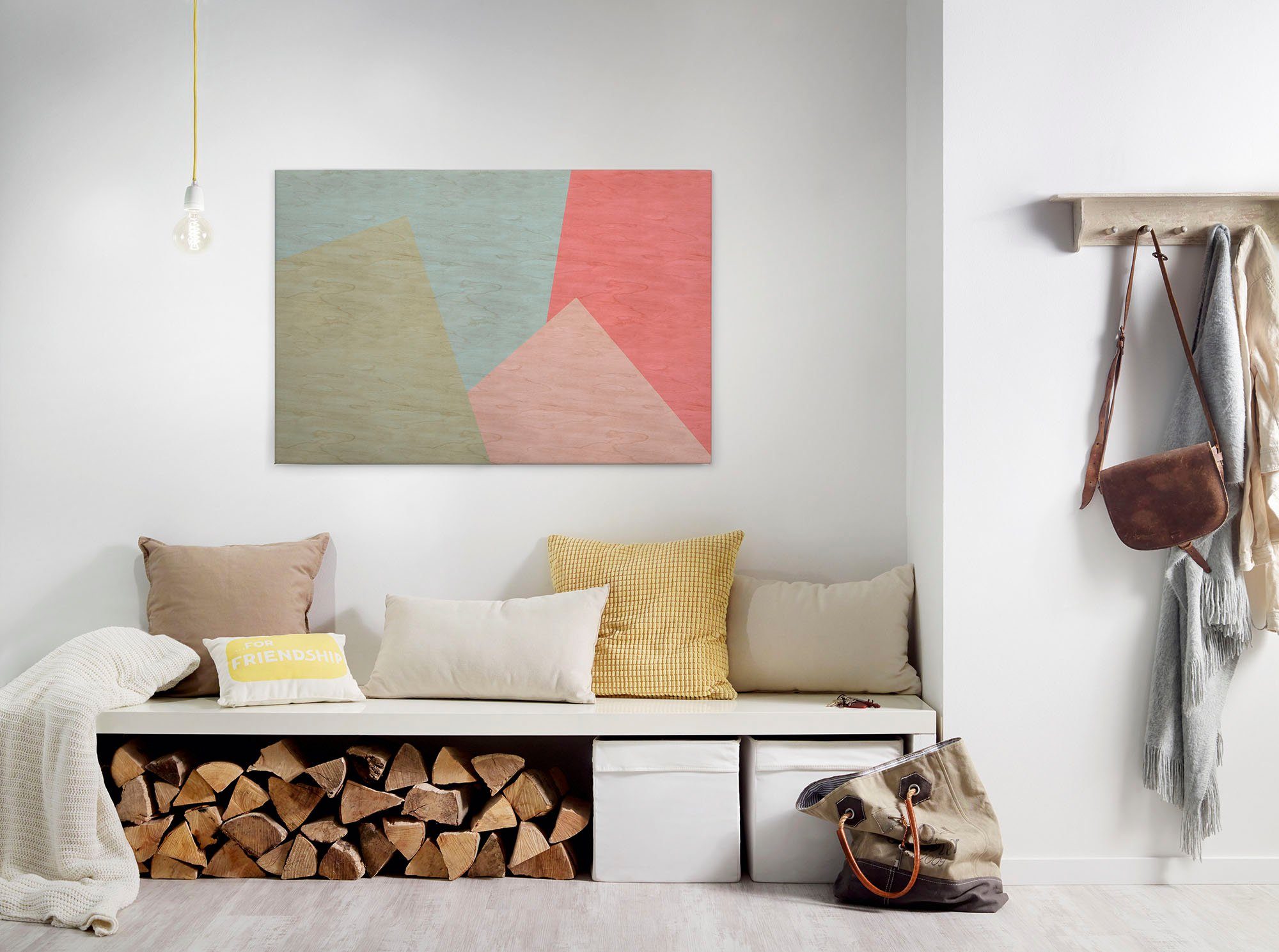 A.S. Création Leinwandbild inlay, Abstrakt, Kinder, Kunst (1 St), Keilrahmen Farben Bunt Grafisch Abstrakt Leinwand-Bild Wohnzimmer Wand