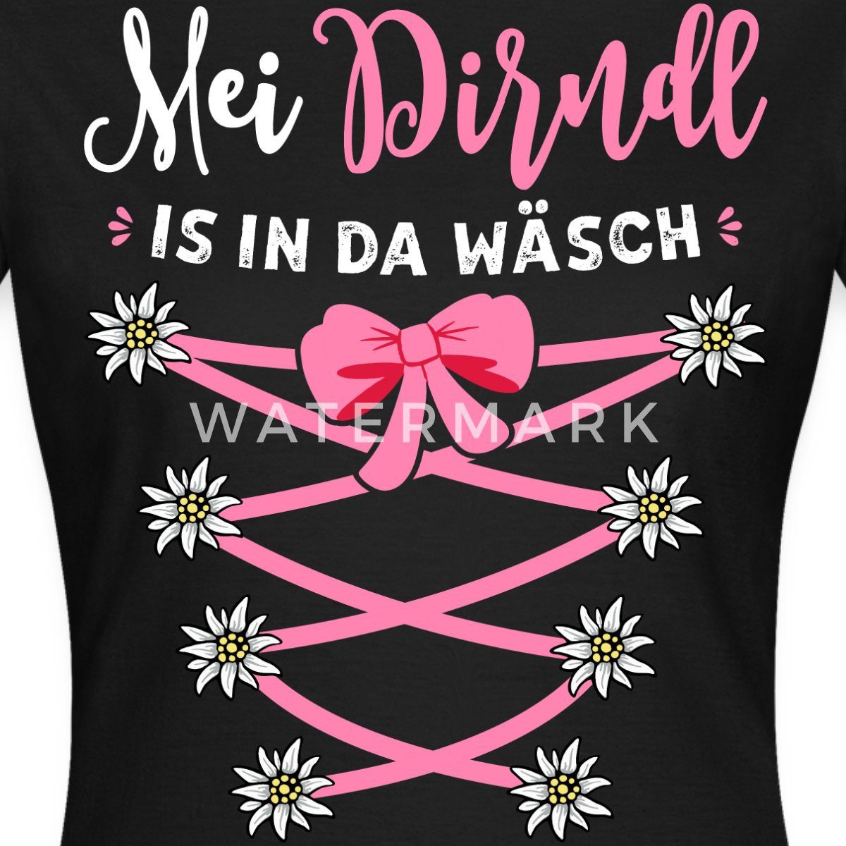 Spreadshirt T-Shirt Dirndl Spruch Mit Blumen Und Bindeoptik Frauen T-Shirt (1-tlg) Slim Fit, fällt klein aus