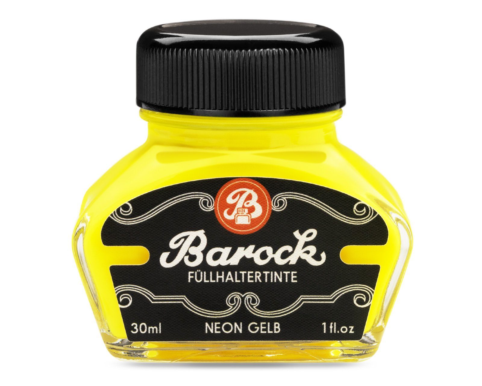 Barock Füllhaltertinte zum Schreiben, Markieren Neon Gelb, 30ml Tintenglas