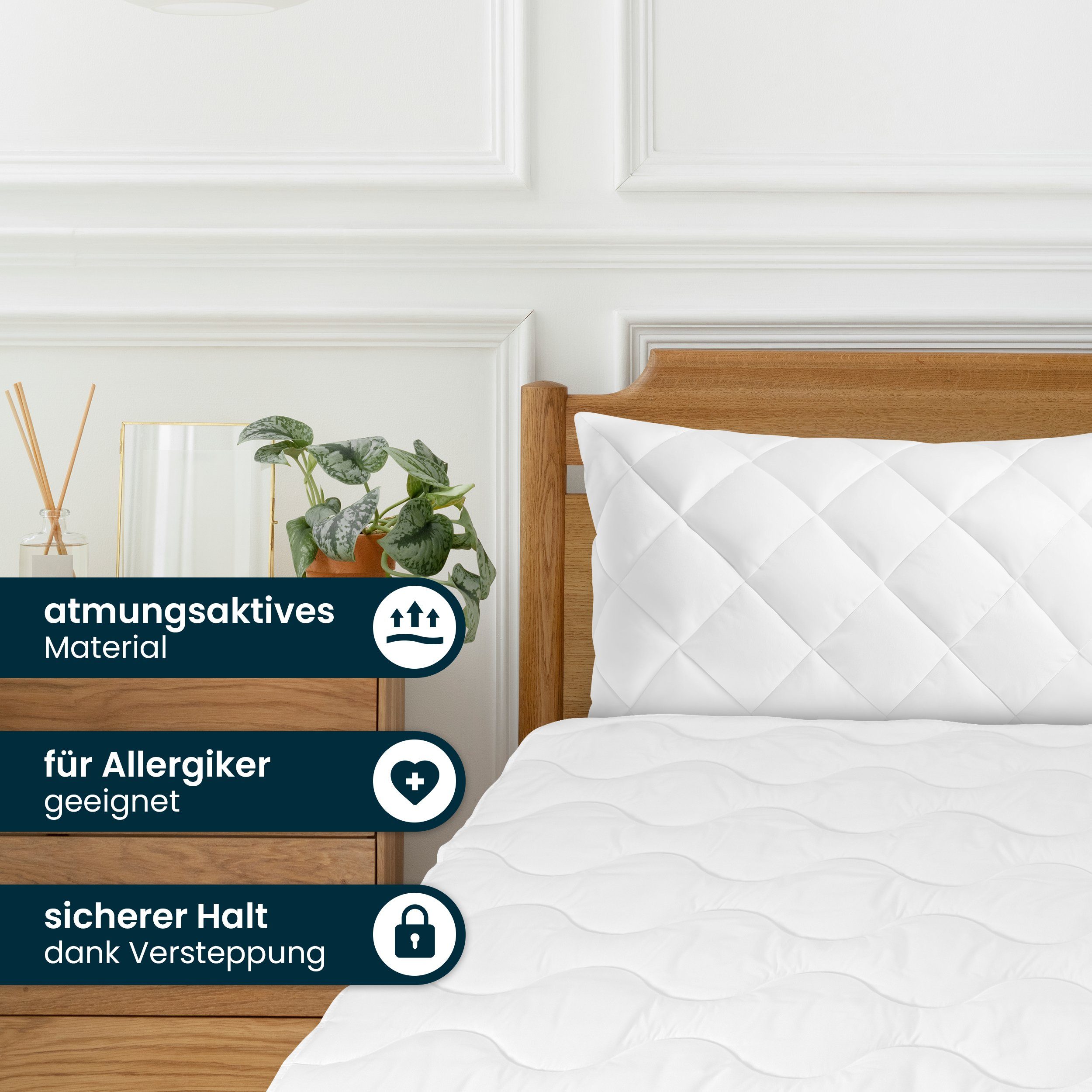 Gentle North Microfaserbettdecke + Kopfkissen Bettdecke & Kopfkissen-Set - 2-Set Kopfkissen - Ganzjahresdecke, Füllung: 100% Polyester, Reißverschluss beim Kissen - waschbar - allergikerfreundlich