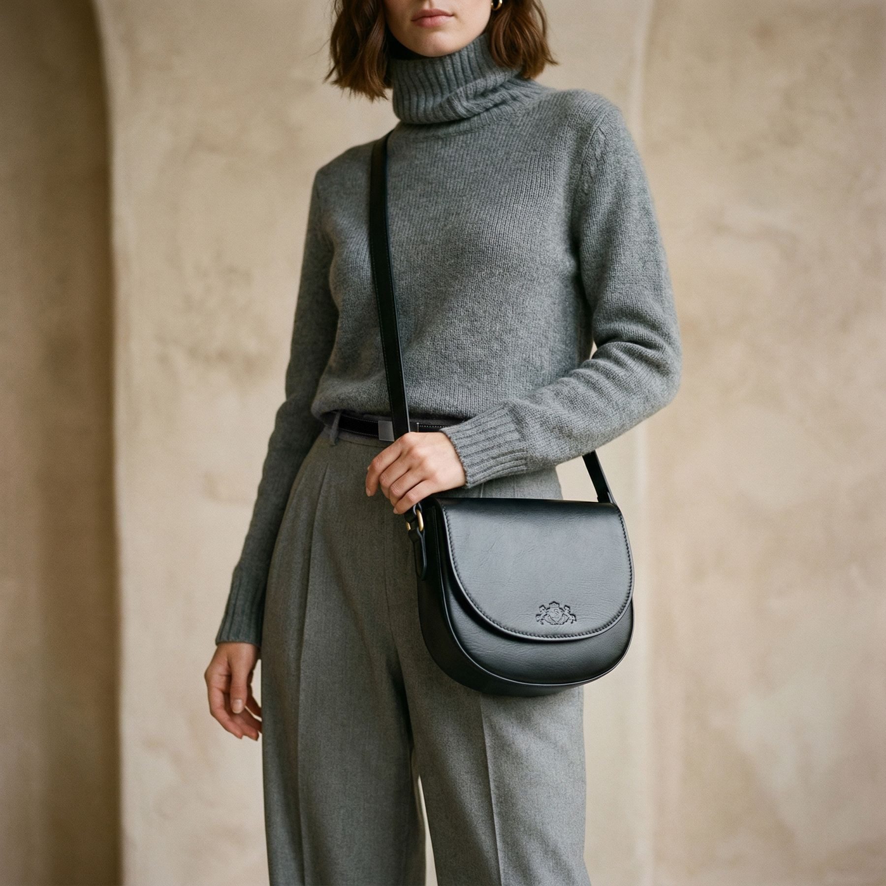 SID & VAIN Umhängetasche Umhängetasche Cross-Body Bag echt Leder Schultertasche schwarz, Ledertasche Umhängetasche & Schultertasche Damen Crossbody schwarz M