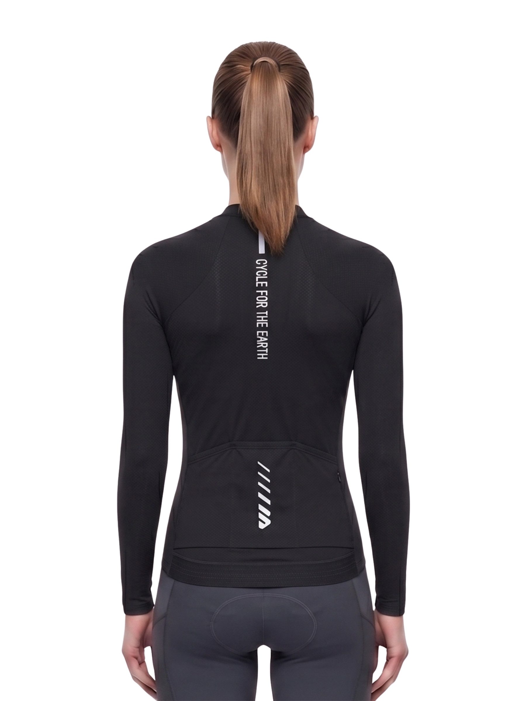 Wulibike Radtrikot Damen Fahrradtrikot Langarm Slim Fit mit 4 Taschen (1-tlg) atmungsaktives Netzgewebe, reflektierende Details für sichere Fahrten