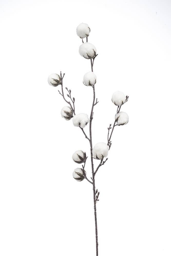 Kunstzweig Baumwollzweig CASAS mit Blüten, grün, 85cm Baumwolle Dekozweig Baumwolle, artplants, Höhe 85.0 cm