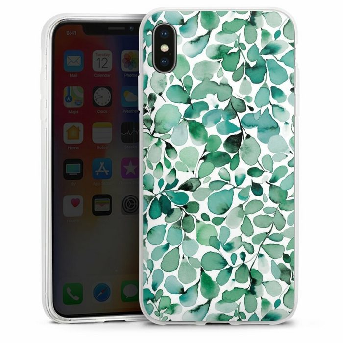 DeinDesign Handyhülle Pastell Wasserfarbe Blätter Watercolor Pattern Leaffy Leaves Apple iPhone Xs Max Silikon Hülle Bumper Case Handy Schutzhülle