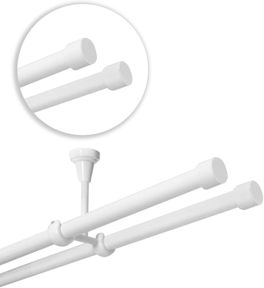 MDEKOR Gardinenstange Vorhangstange 19mm, 2-läufig, 2-läufig Deckemontage, 120 cm Weiß Glänzend – Bild 3 von 5