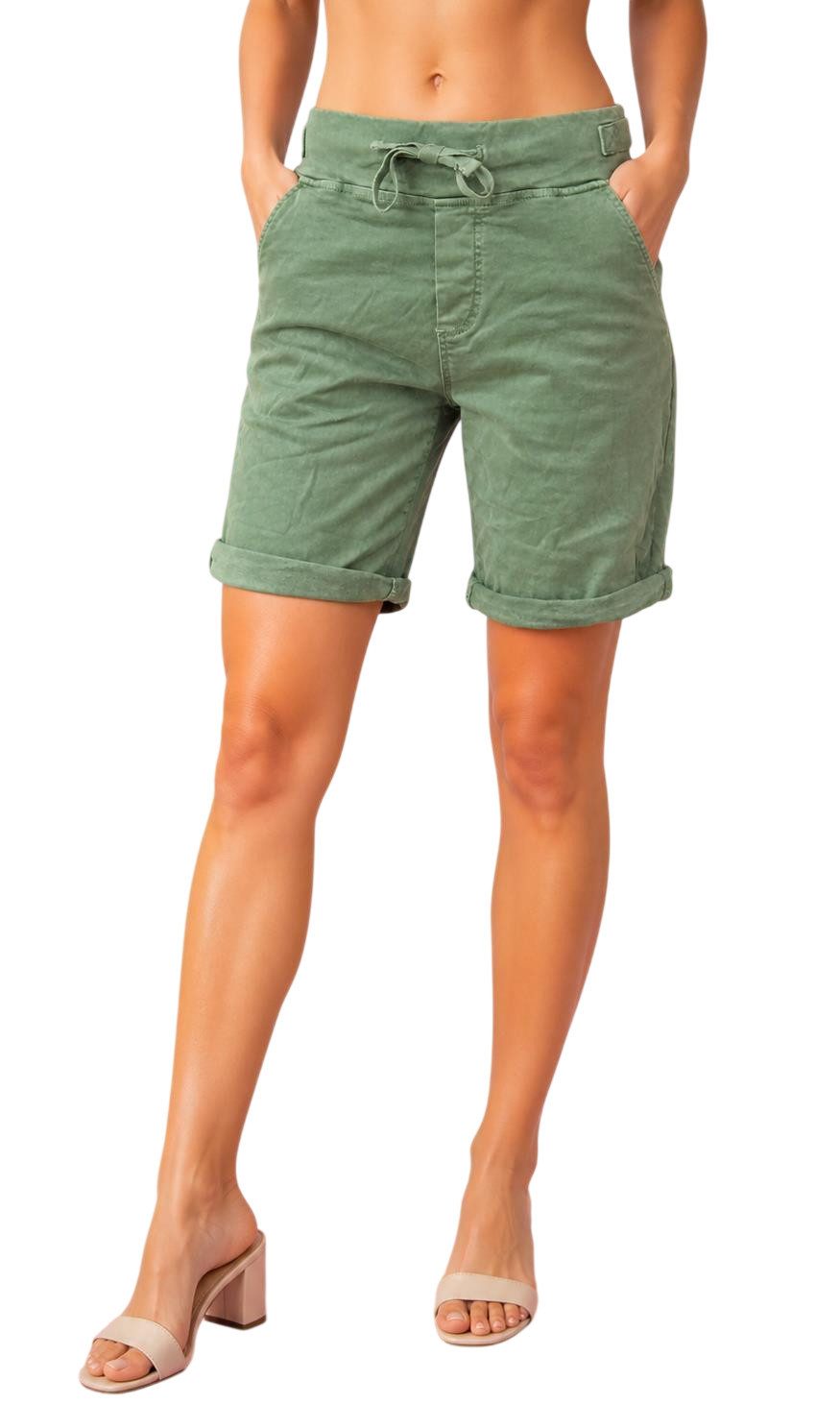 MELLY & CO Bermudas Baumwoll-Damen-Shorts im 5-Pocket-Style mit Tunnelzug & Stretch-Anteil Elastikbund mit Tunnelzug