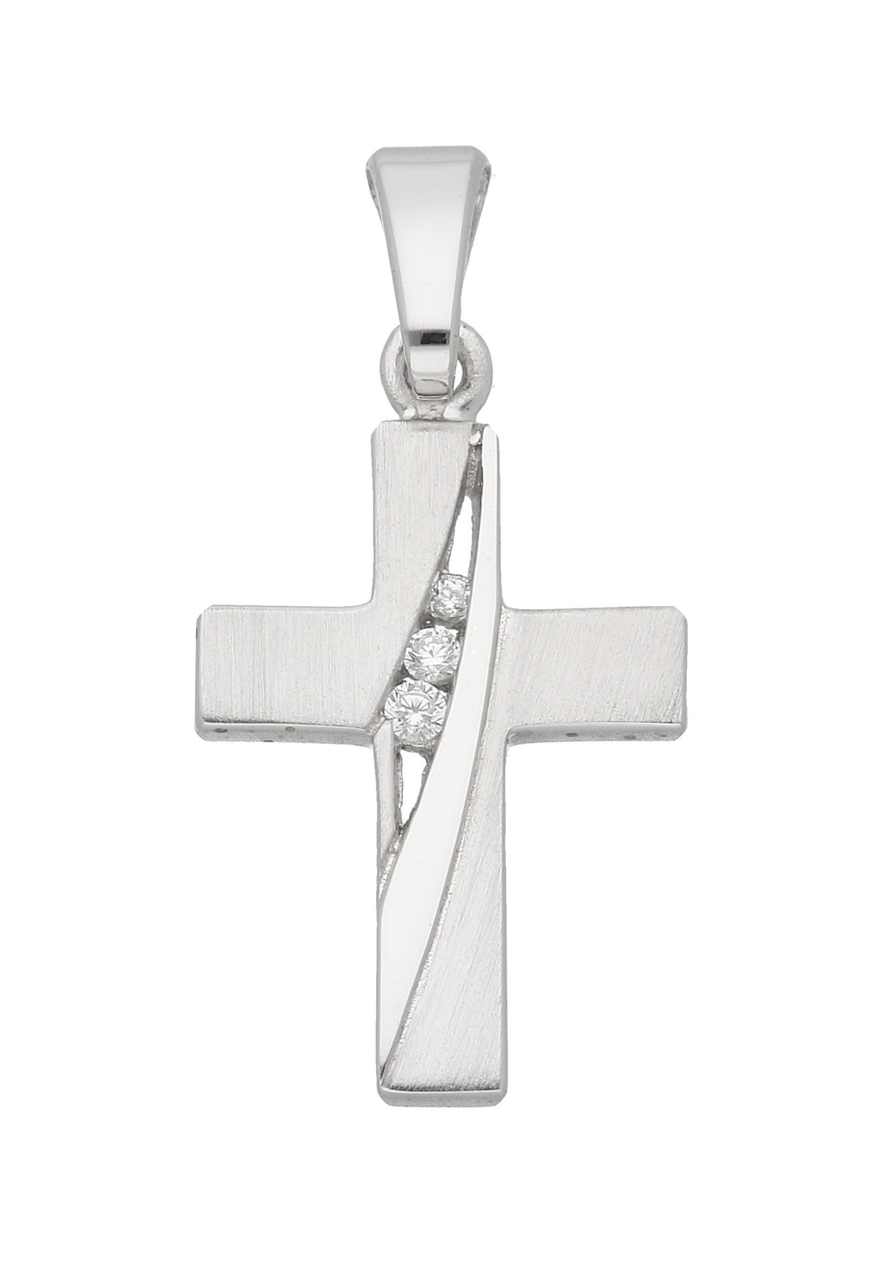 Kreuzanhänger Damen & Herren 925 Silber Kreuz Anhänger mit Zirkonia