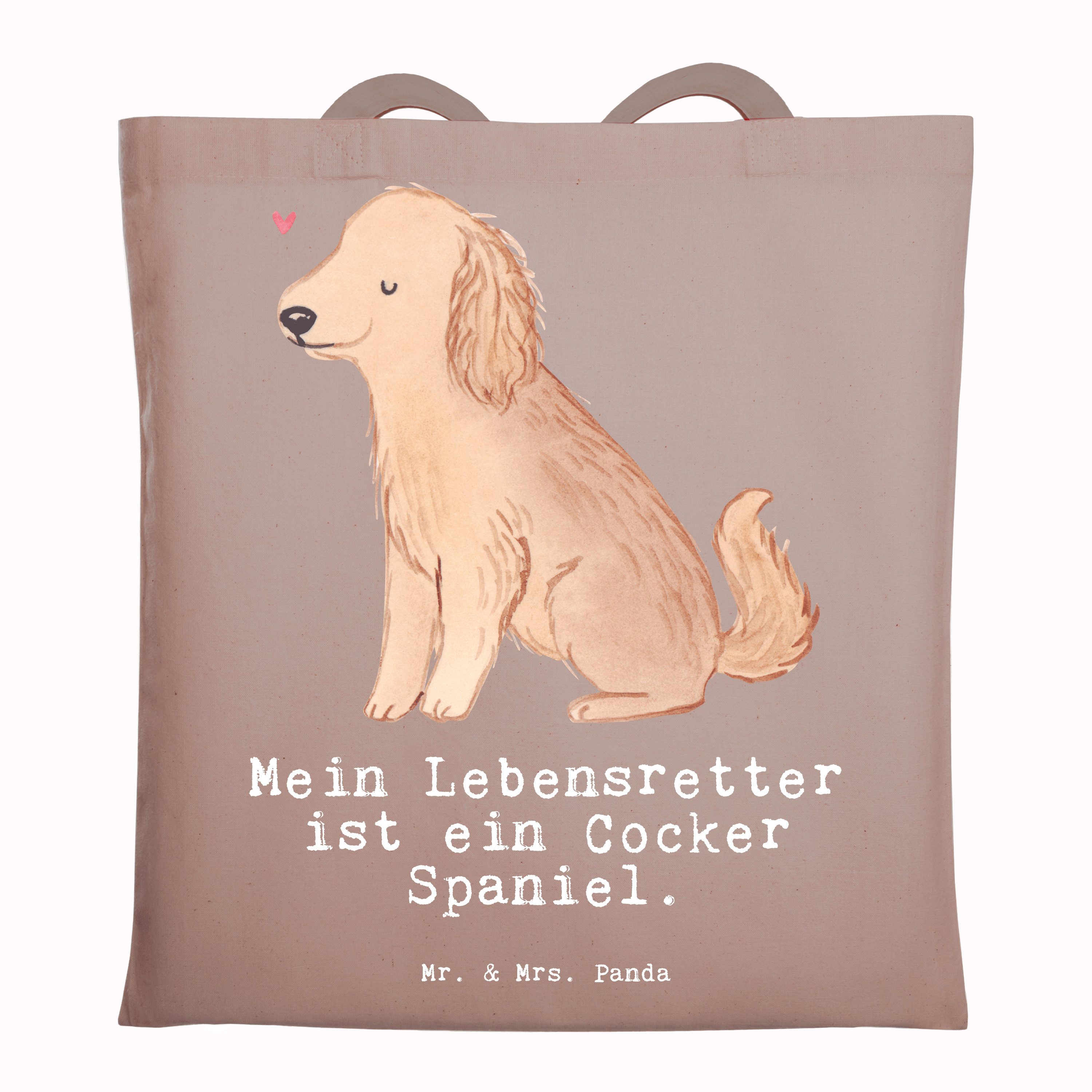 Mr. & Mrs. Panda Tragetasche Cocker Spaniel Lebensretter - Braun Pastell - Geschenk, Englische Coc (1-tlg), Lange Tragegriffe