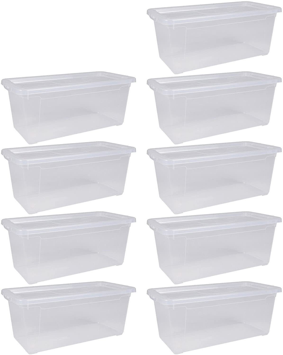 ONDIS24 Aufbewahrungsbox Aufbewahrungsbox Schuhbox Nähbox Lagerbox Allzweckbox Easy XS & Deckel (9 St), durchsichtig, stapelbar